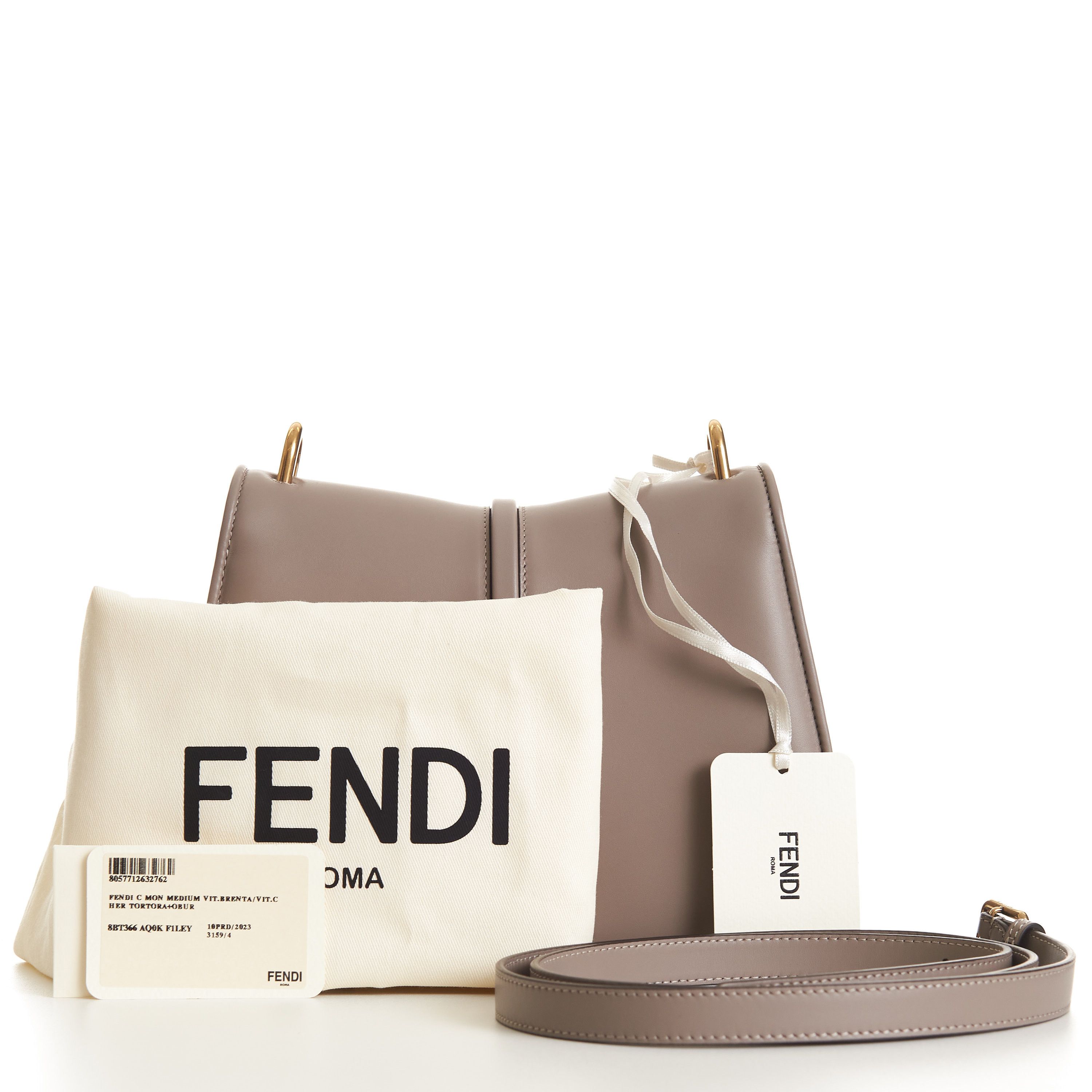 Fendi C’mon Medium Dove-Gray Smooth Full-grain Leather Bag Size ONE SIZE - 13 Thumbnail