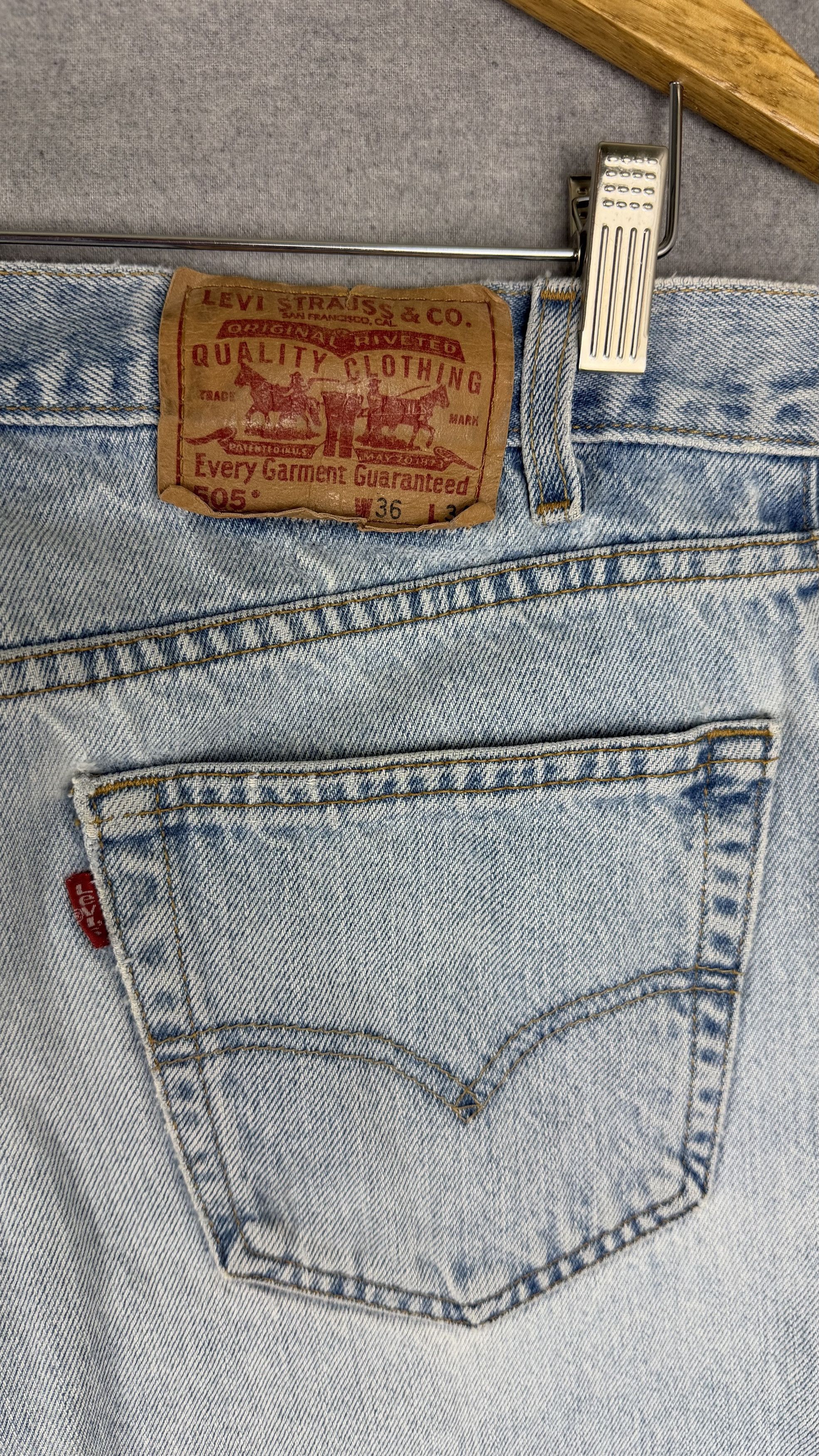 Levi's Levi's 505 Regular Fit Light Wash Jeans Mens 90s y2k Vintage Size US 33 - 5 Thumbnail