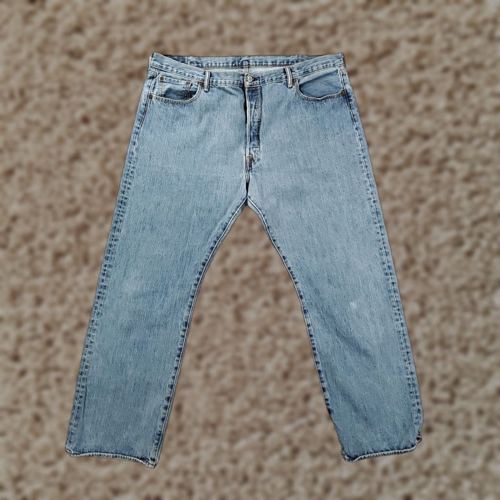 Levi's Levi's 501 Jeans Mens 44x32 Button Fly Straight Leg Denim Cotton Medium Blue 90s Vintage: No Size US 44 / EU 60 - 1 Thumbnail
