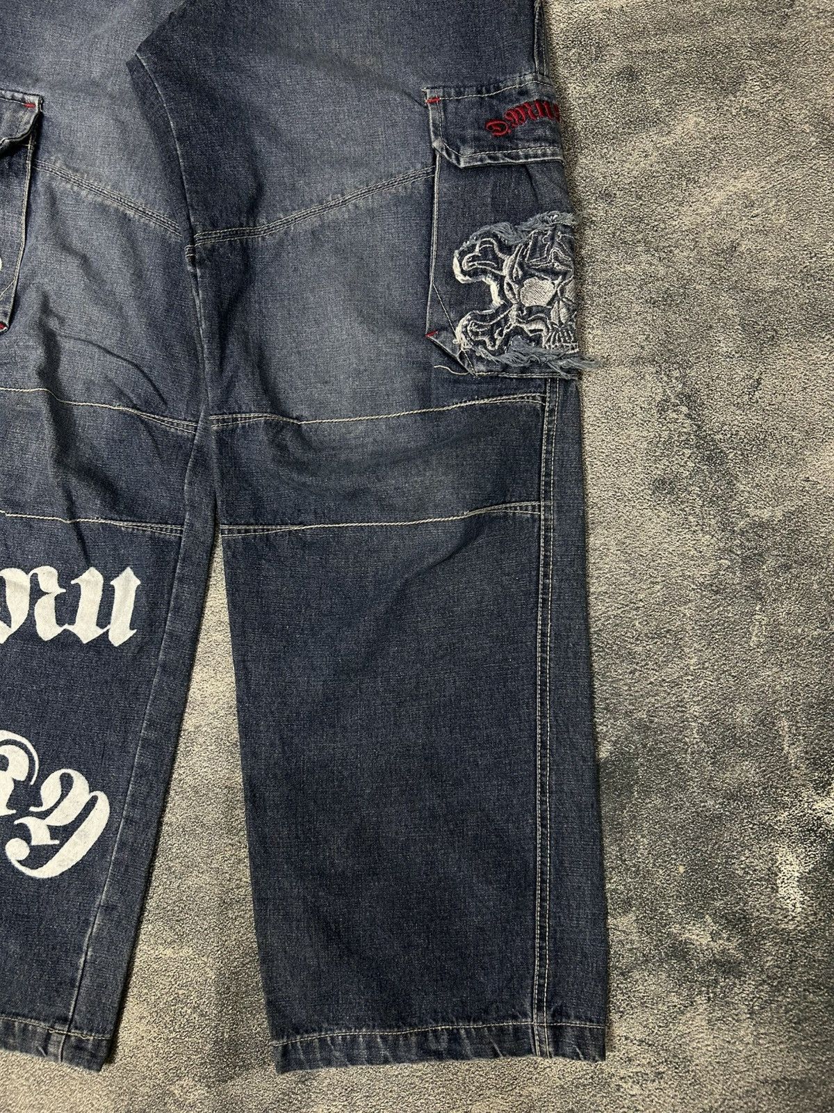 DrunknMunky Y2k Vtg Drunknmunky Baggy Jeans Embroidered Skull Size US 28 / EU 44 - 4 Thumbnail