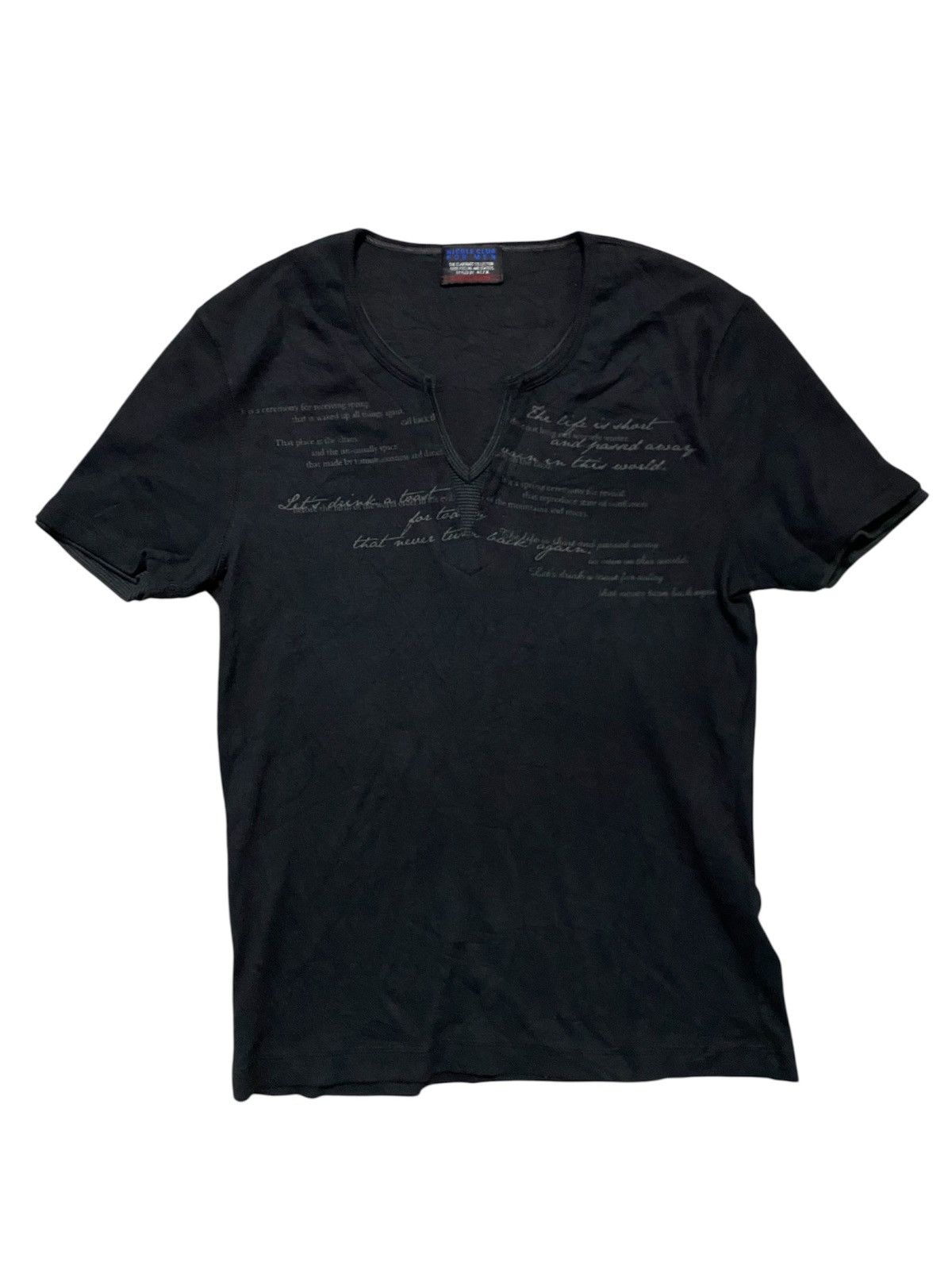 Nicole Club 2000s Poem V neck tee Size US M / EU 48-50 / 2 - 1 Thumbnail