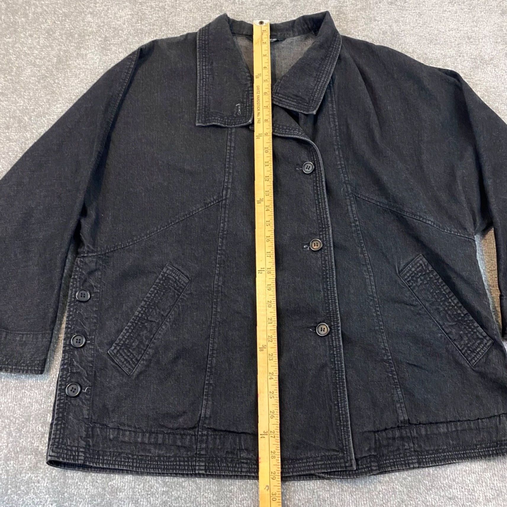 Denime Yacco Maricard Button-Up Shirt Women's Size 3 Charcoal Gray Oversized Denim Collared Long Sleeve Size XS / US 0-2 / IT 36-38 - 6 Thumbnail