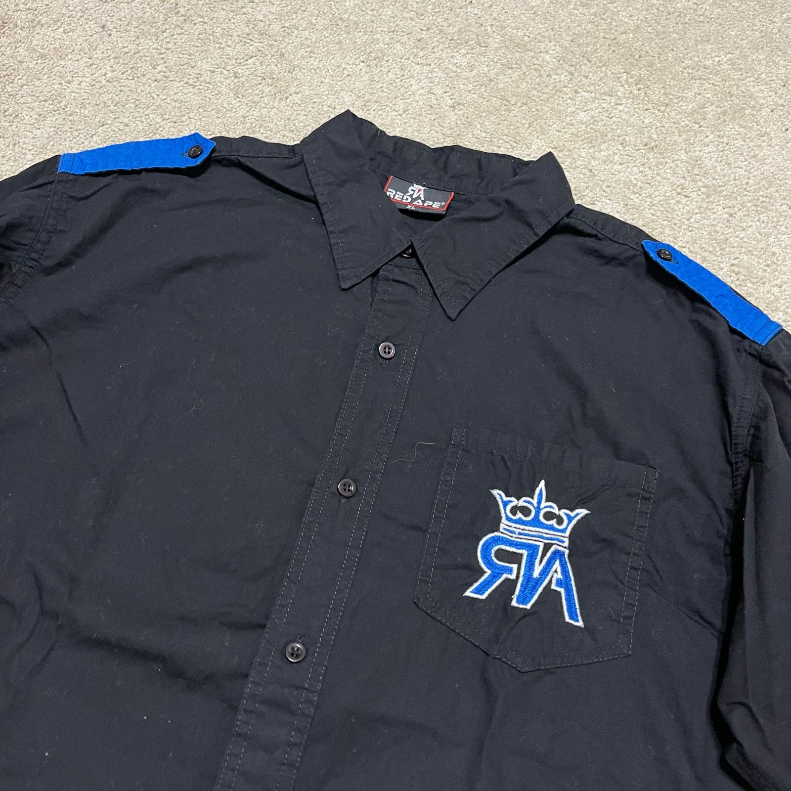 Other Y2K Red Ape Crown Wing Graphic Black Button Up Polo Shirt XL Size US XL / EU 56 / 4 - 3 Thumbnail