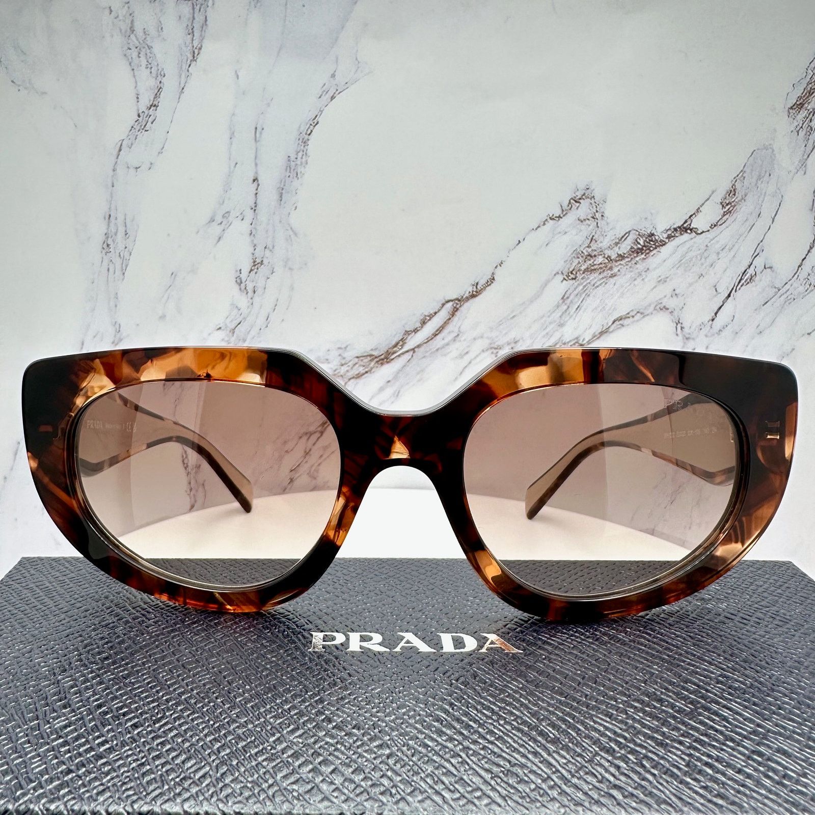 Prada PRADA Sunglasses Brown Tortoise Caramel Gold Symbole Oval Size ONE SIZE - 22 Thumbnail