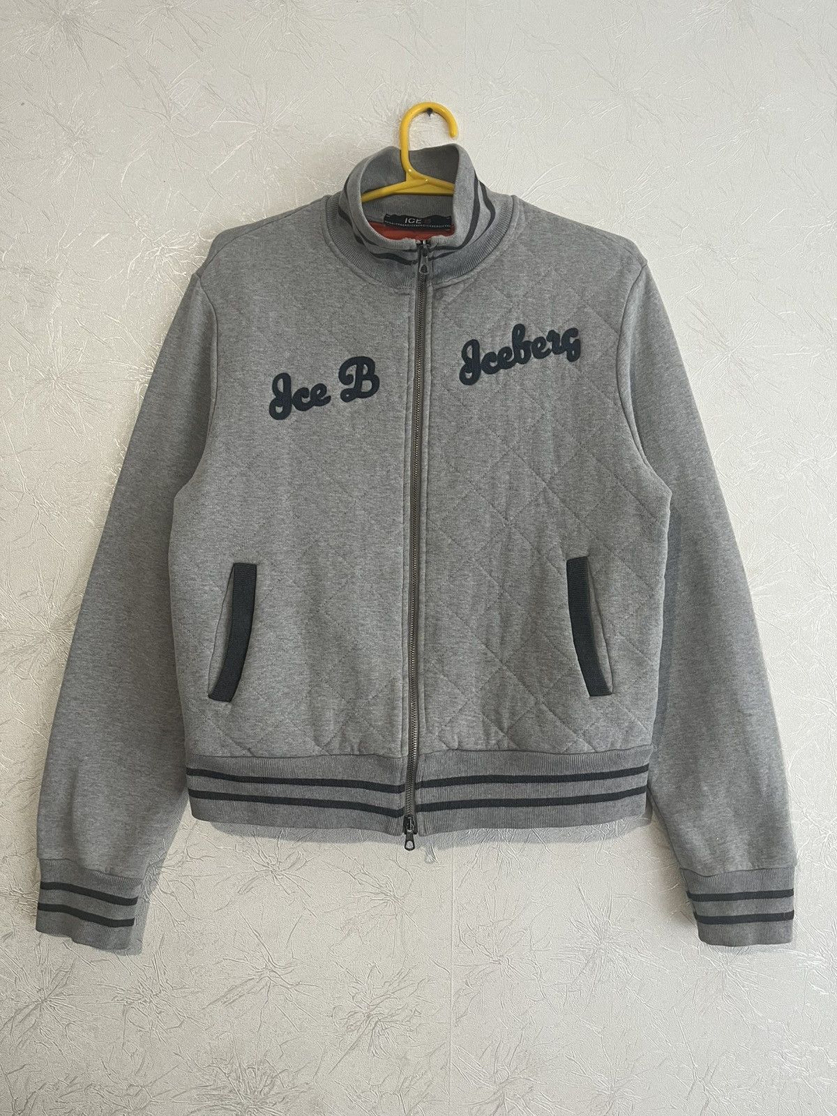 ICEBERG Quilted Zip Jacket “Ice B/Iceberg”Grey Made in Italy