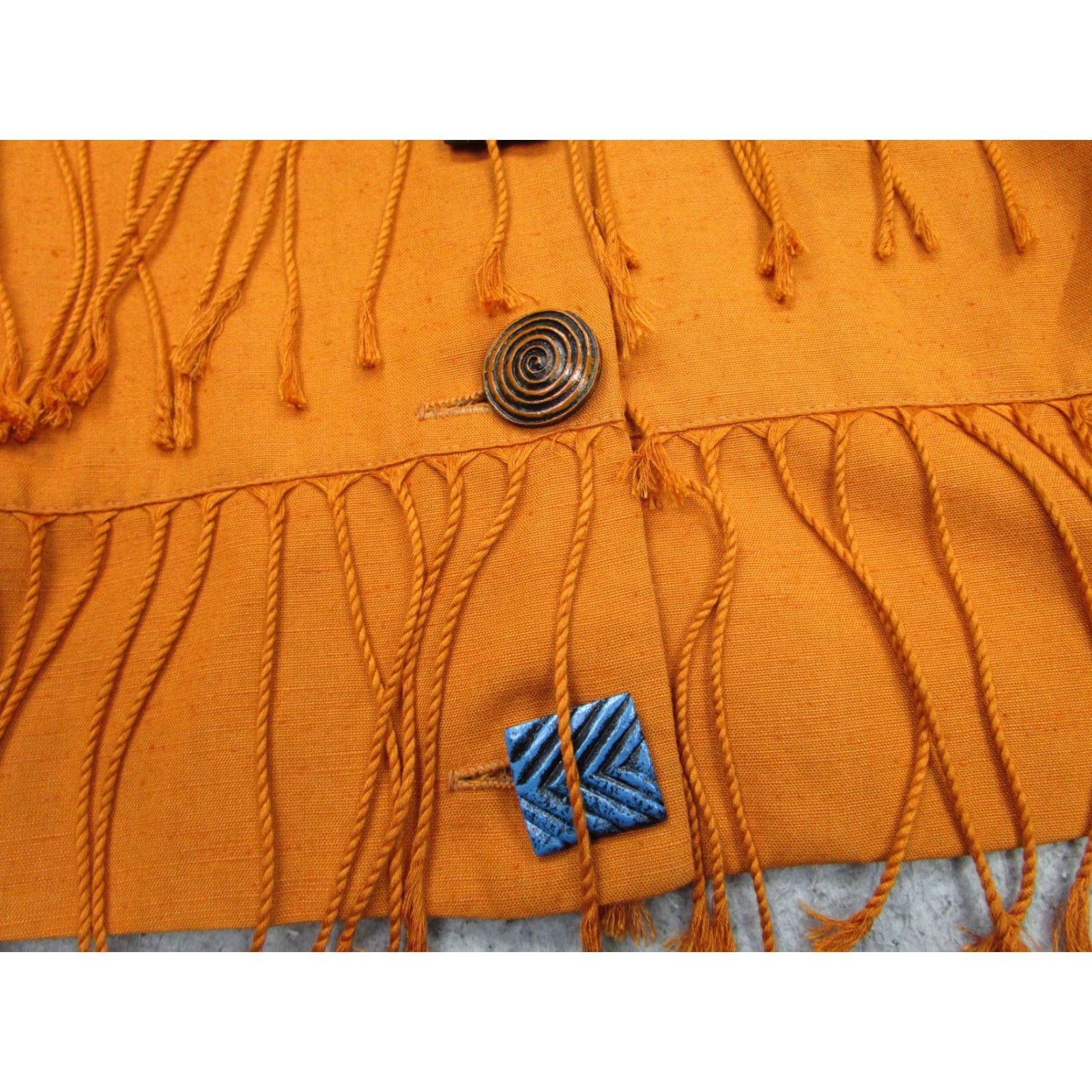 Vintage VINTAGE Componix Petites Jacket Womens 4 Orange Fringe Cropped Boho Made USA 90s Size S / US 4 / IT 40 - 3 Thumbnail