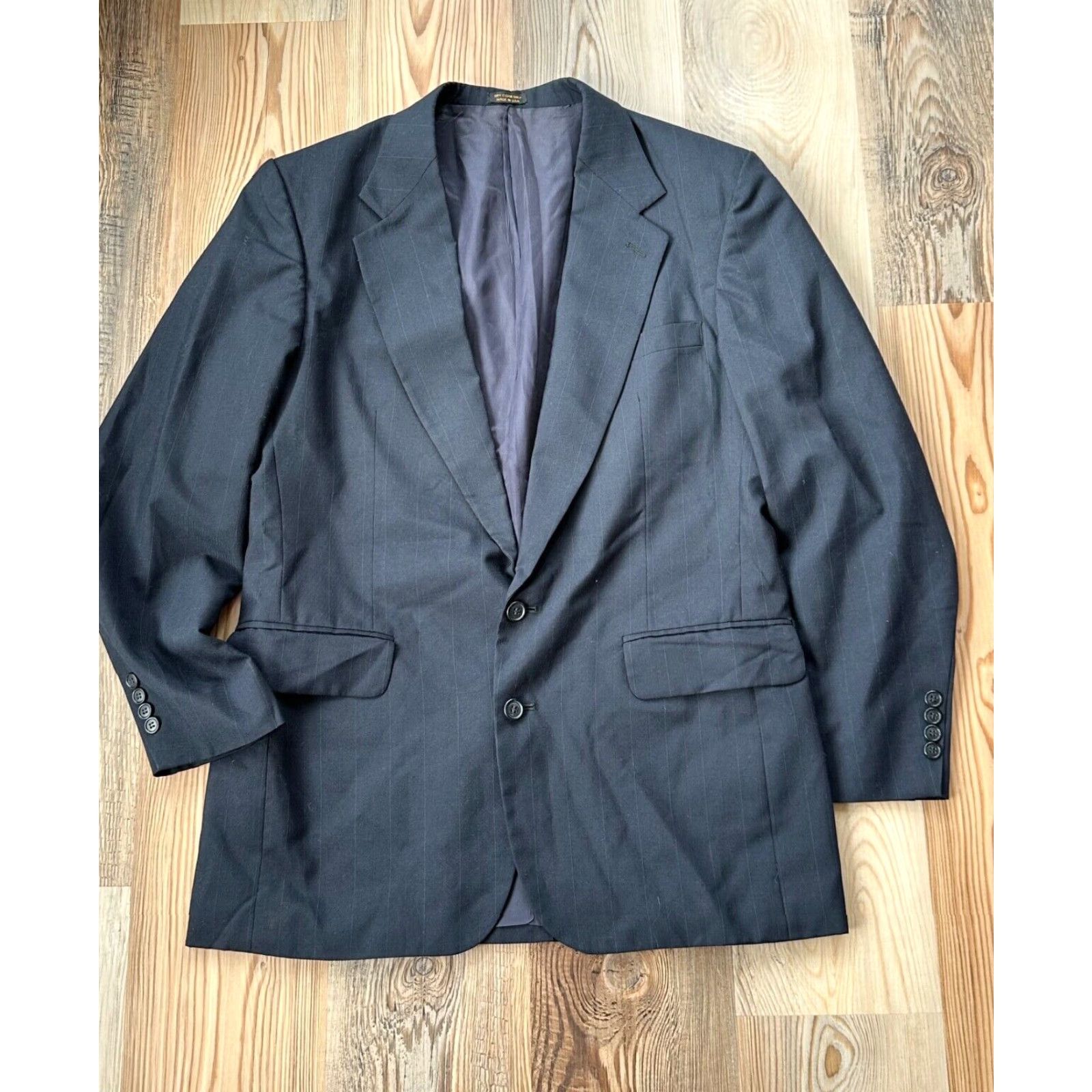 Vintage VINTAGE Andhurst Men's Suit Navy PinStripe 42L 2 Piece Notch Lapel 2-Button Single-Breasted Regular Mens Boy? Size 42R - 3 Thumbnail