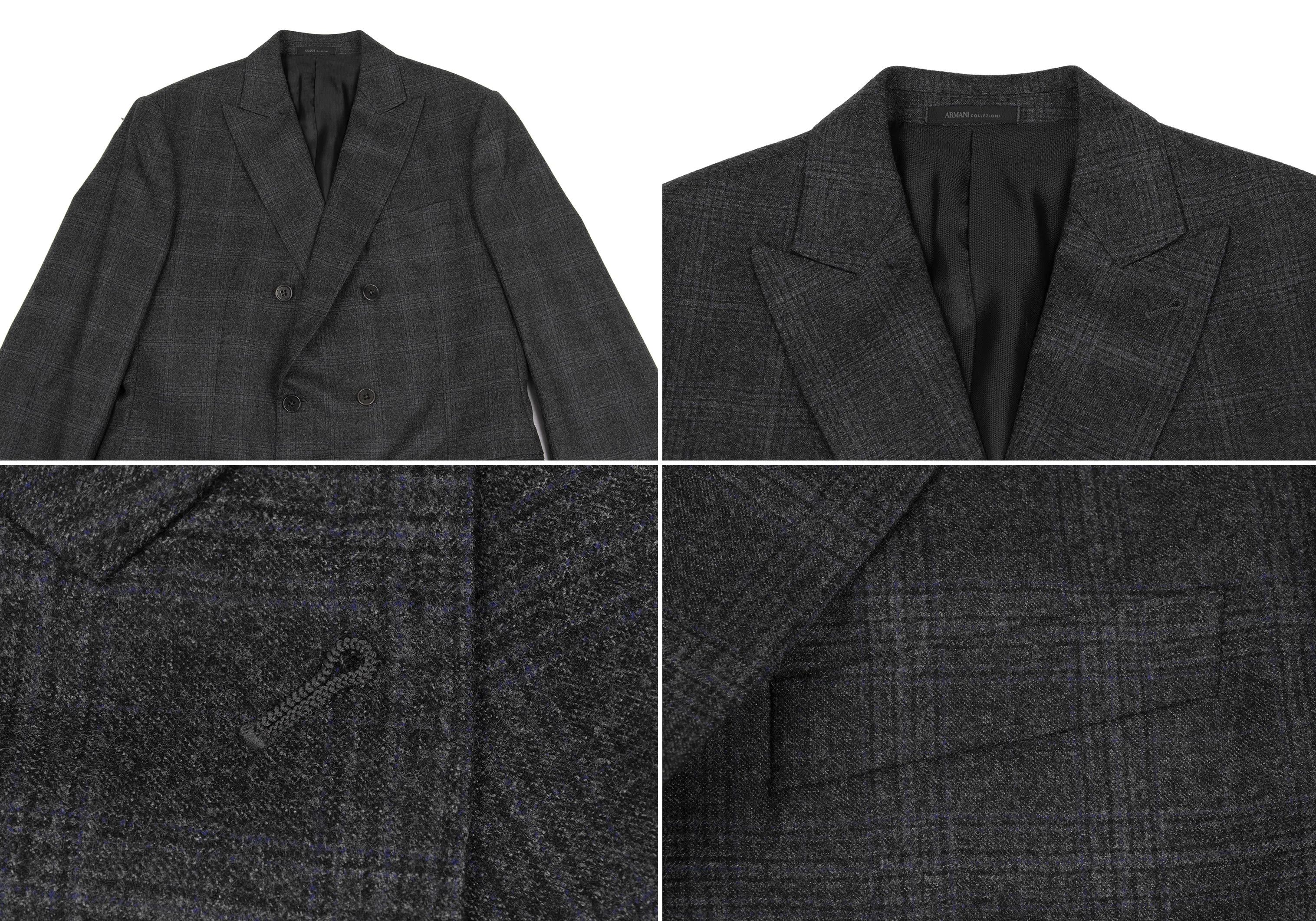 Armani Collezioni Wool Glen Check Suit Set in Charcoal Navy Size US XXS / EU 40 - 3 Thumbnail