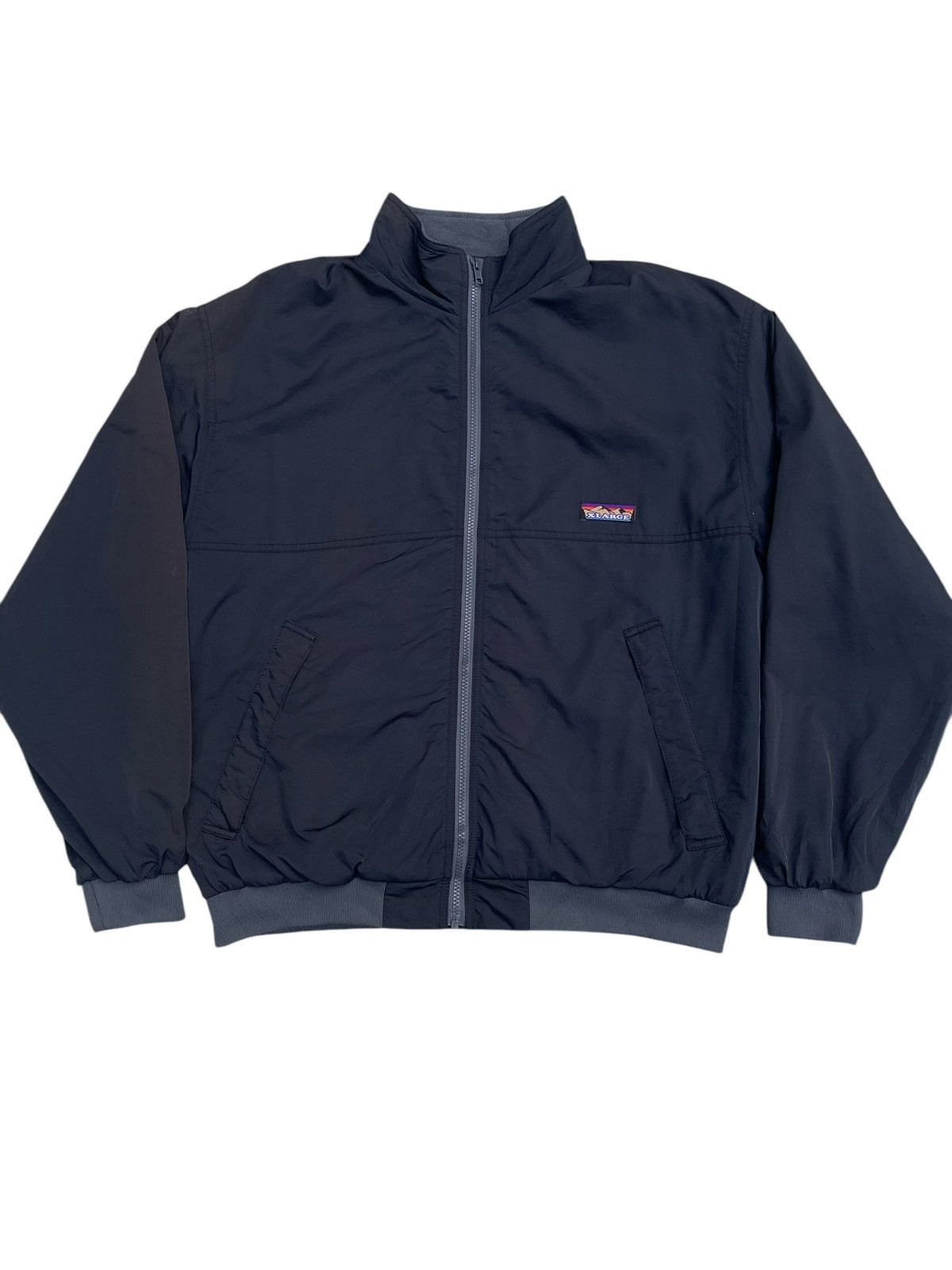 X-Large Fleece Lined Windbreaker Jacket - Black - Size L