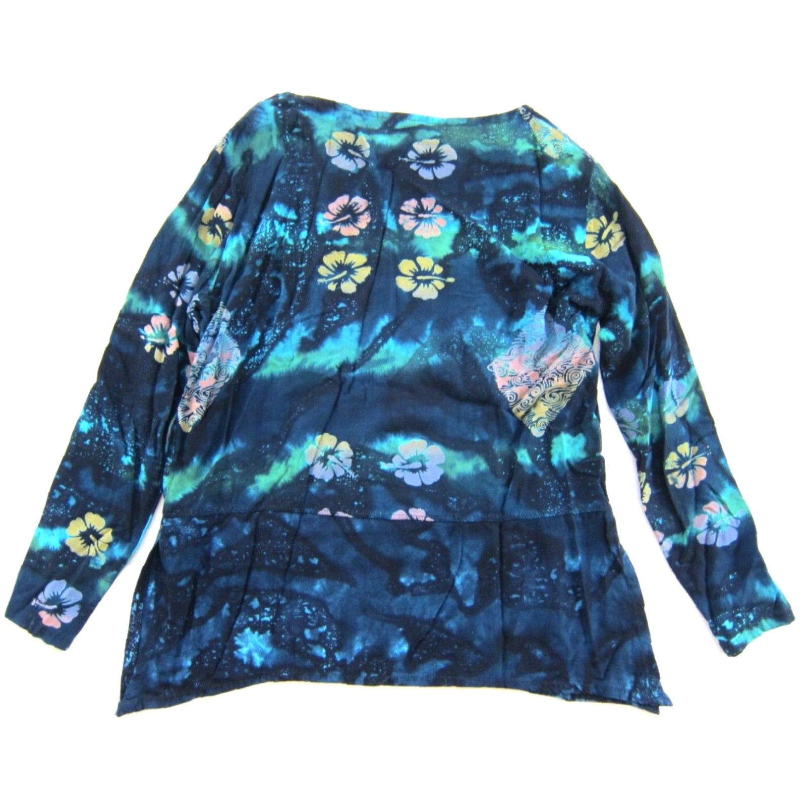 Vintage Vtg Global Village Blouse Long Sleeve Tie Dye Rayon Green M Women Size M / US 6-8 / IT 42-44 - 2 Thumbnail