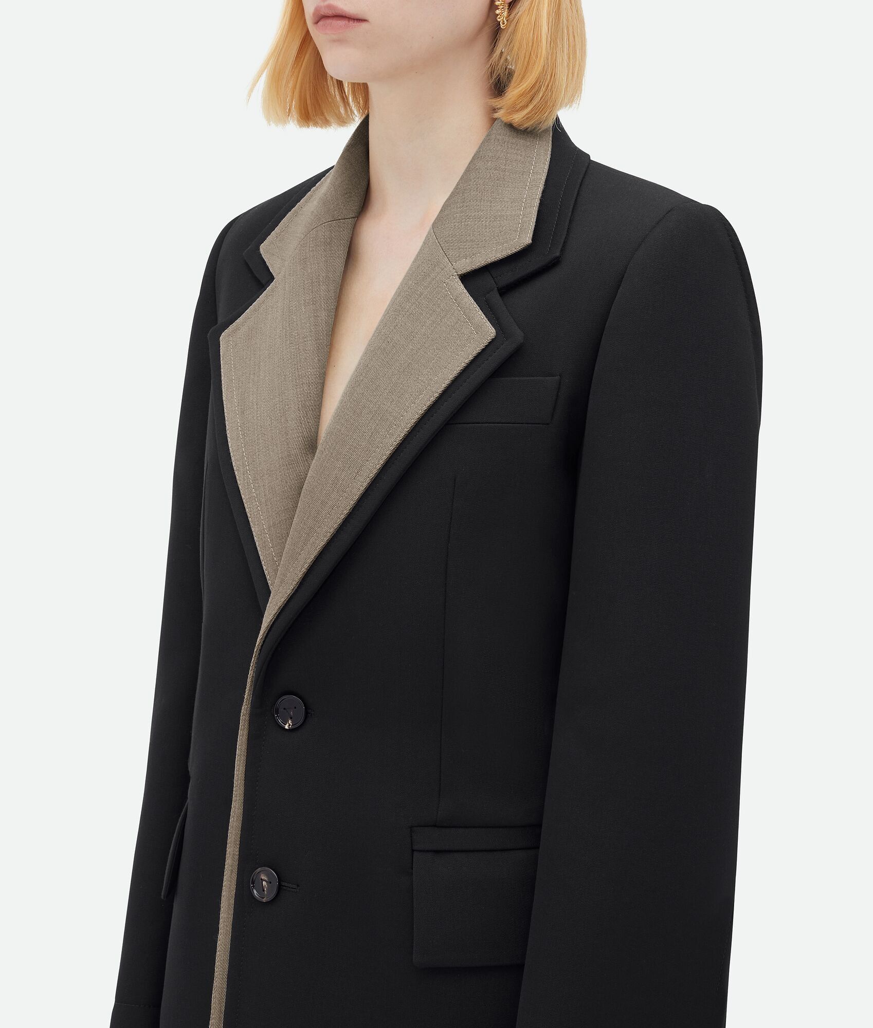 Bottega Veneta o1n1vont1225 Curved Sleeves Wool Jacket in Black Size XS / US 0-2 / IT 36-38 - 5 Thumbnail