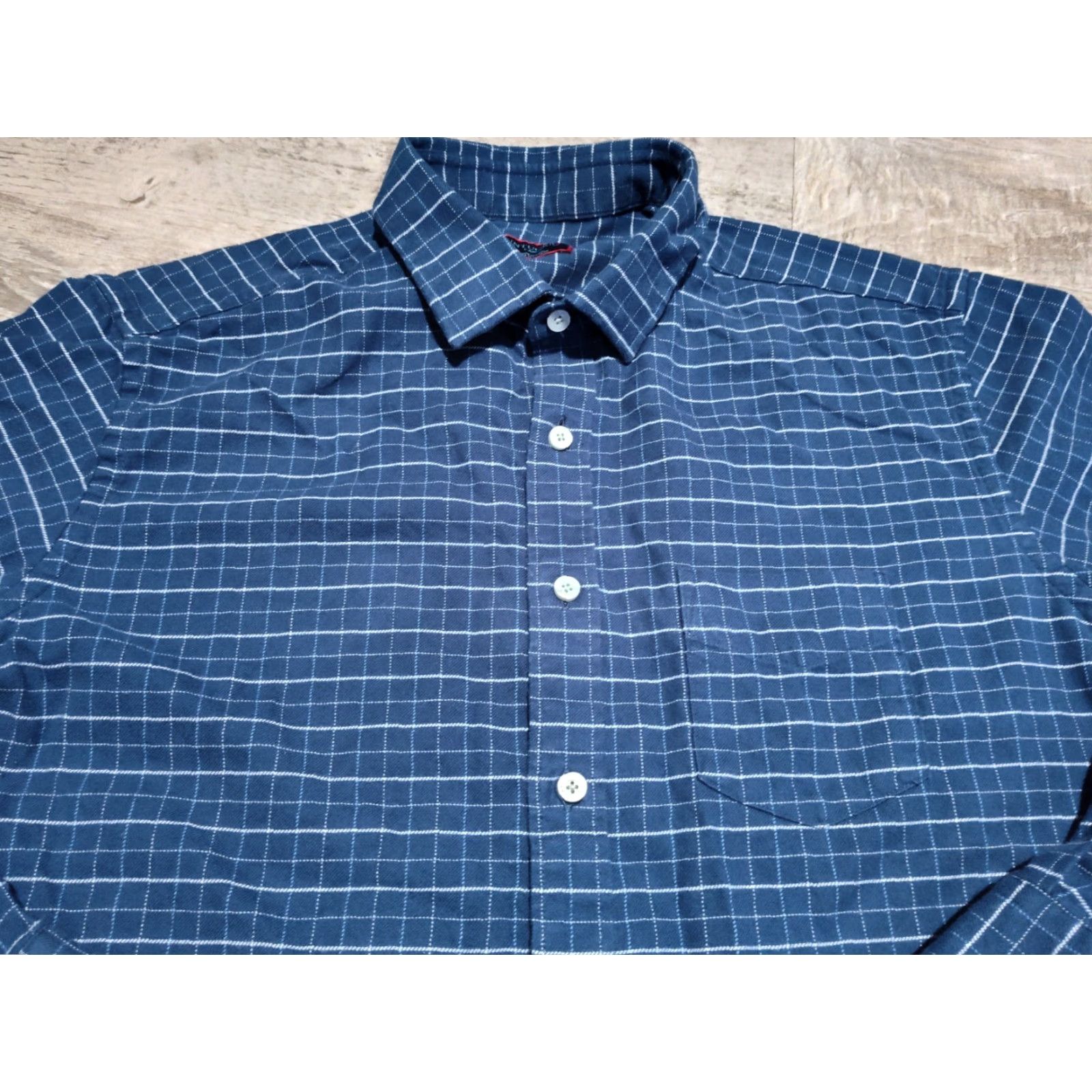 UNTUCKit VINTAGE UNTUCKit Men's Flannel Shirt Long Sleeve Casual Button-Up Blue White 90s Mens Size US L / EU 52-54 / 3 - 6 Thumbnail