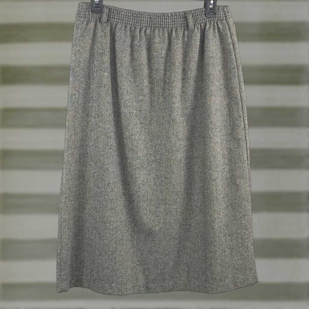 Vintage Vintage Armondio Gray Tweed Knee Length Straight Skirt 13/14 Wool Blend 28"W Career Women Size 34" / US 12 / IT 48 - 1 Thumbnail