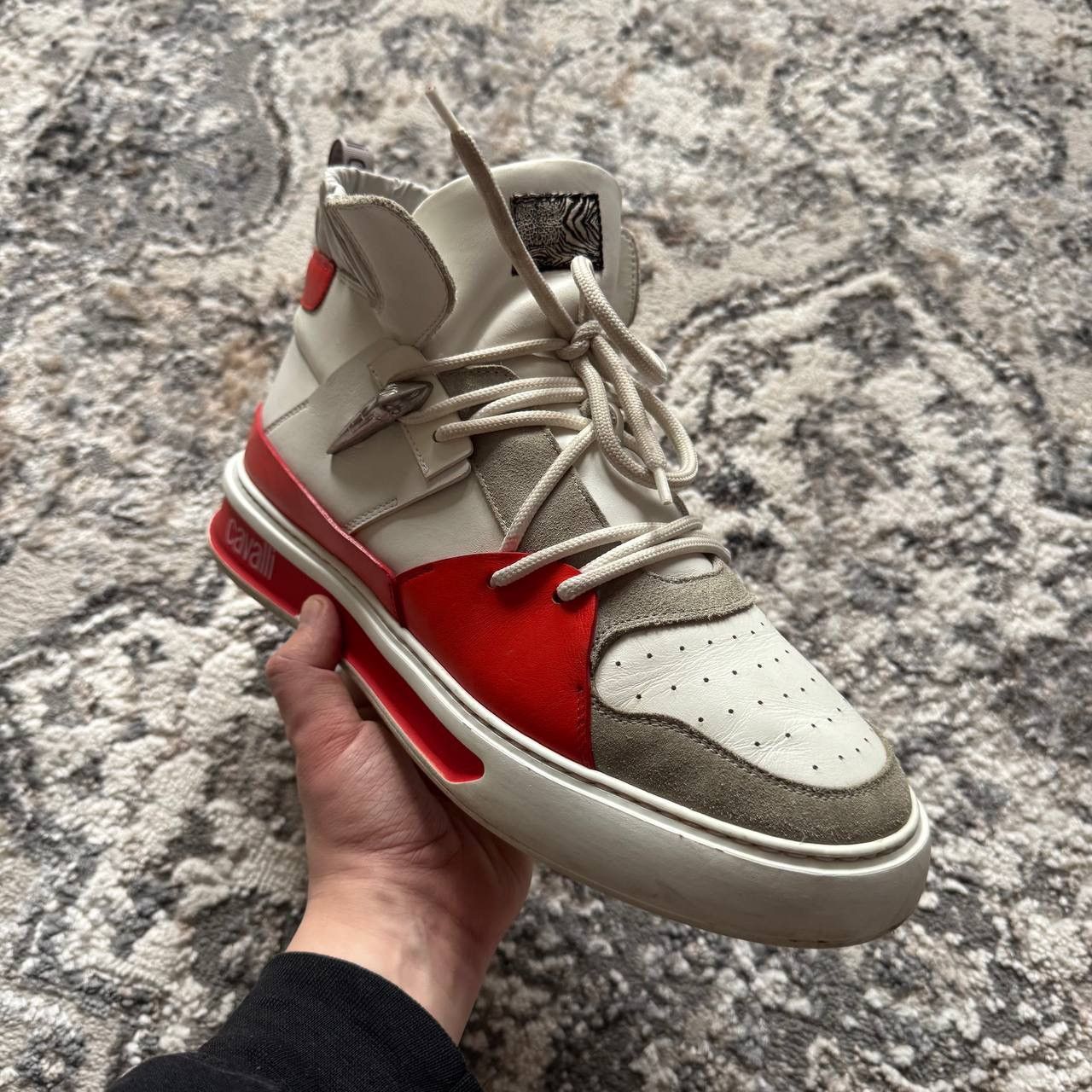 Just Cavalli Just Cavalli Tiger Tooth High-Top Oversize Leather Sneakers Size US 9.5 / EU 42-43 - 5 Thumbnail