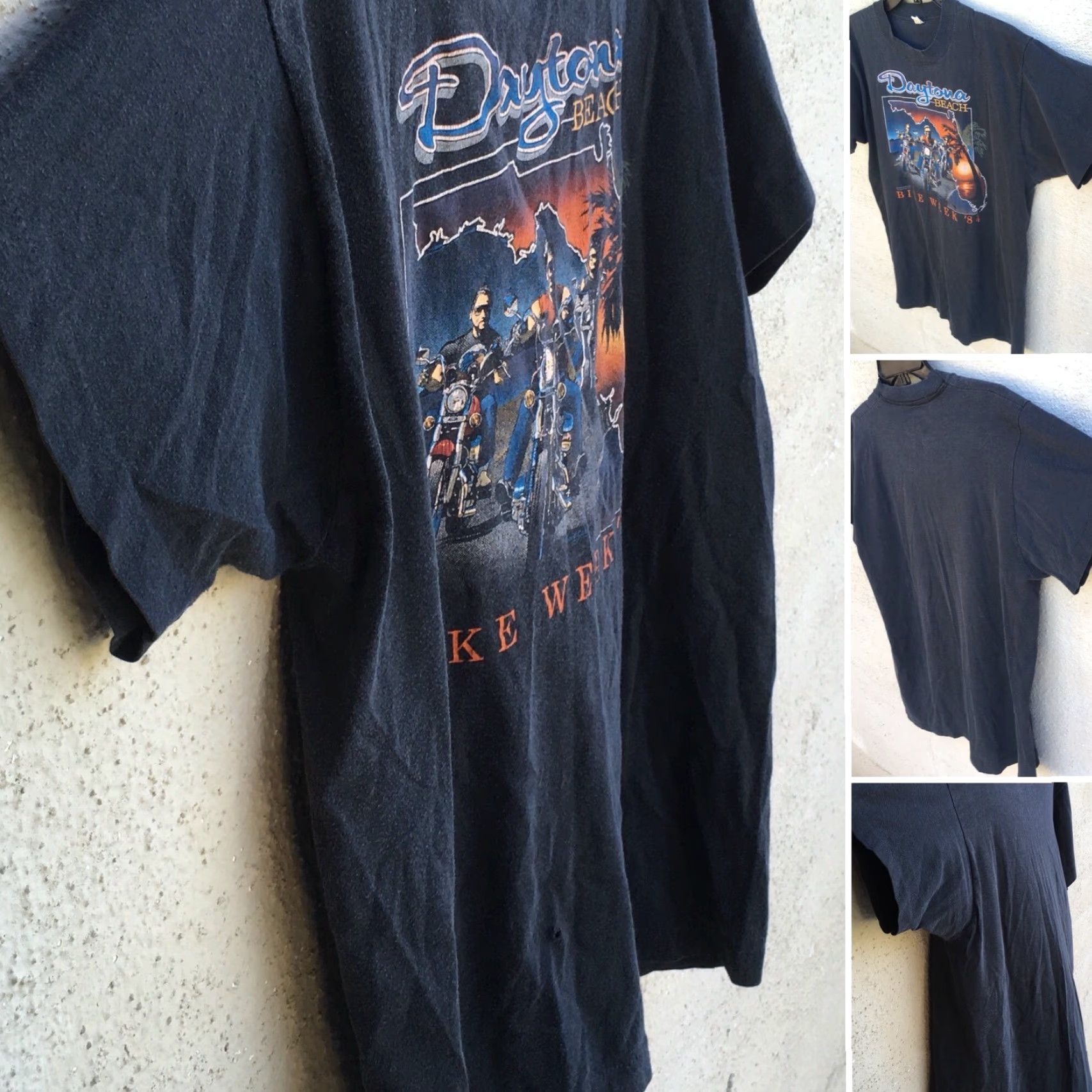 Vintage VINTAGE Daytona Beach Bike Week 84 T Shirt 3D Emblem Biker Tee XL 1980s Black Mens graphic tee Size US XL / EU 56 / 4 - 3 Thumbnail