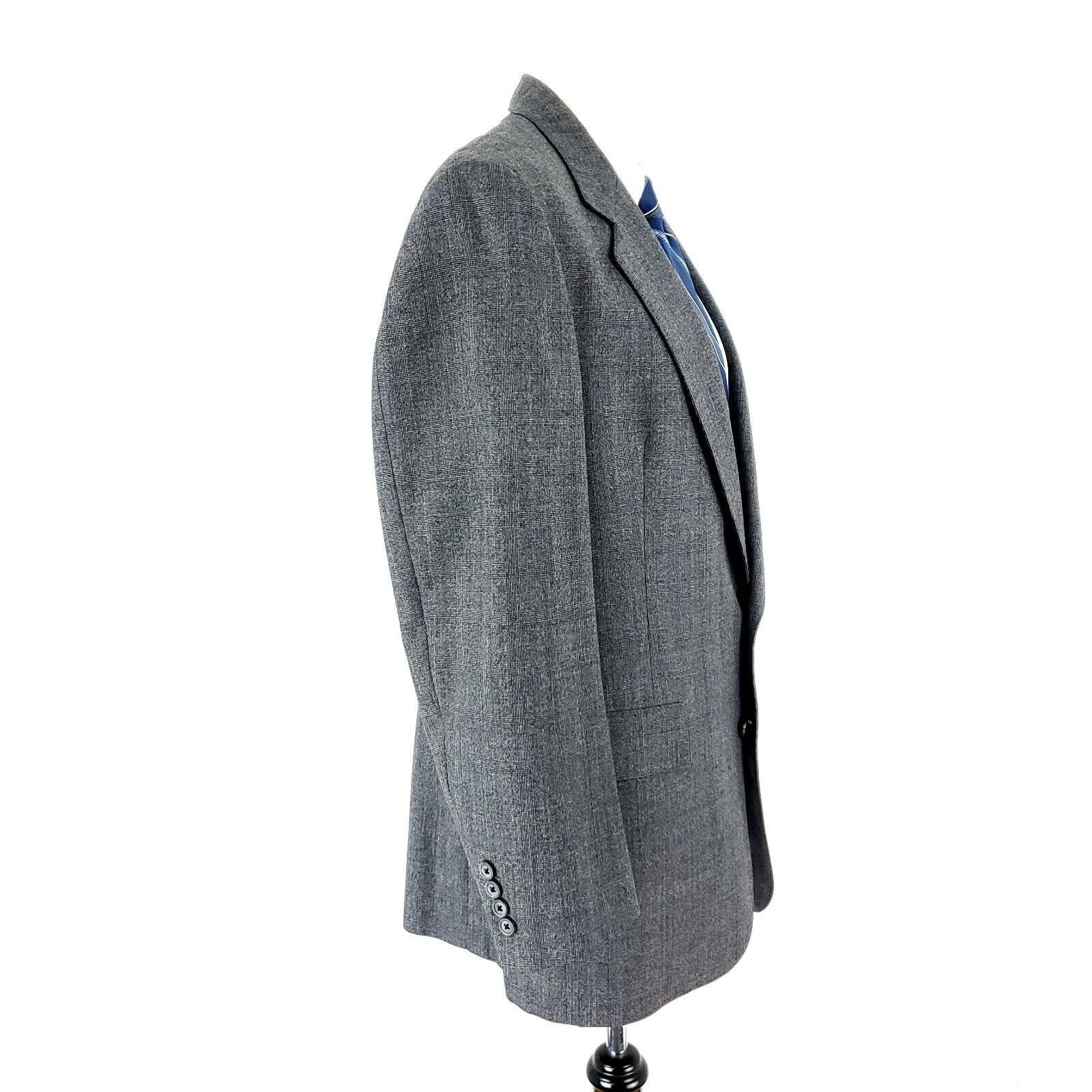 Hart Schaffner Marx Hart Schaffner Marx Wool 2 Button Sport Coat 40R Gray Plaid Size 40R - 6 Thumbnail