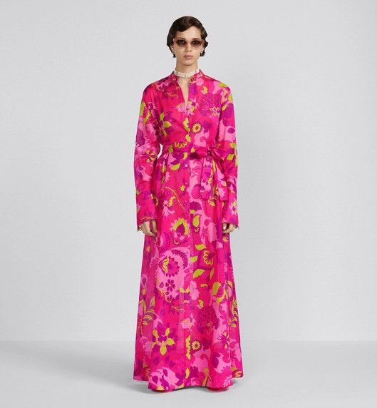 Dior o1w1db10824 Long Belted Dress in Multicolor Size M / US 6-8 / IT 42-44 - 4 Thumbnail
