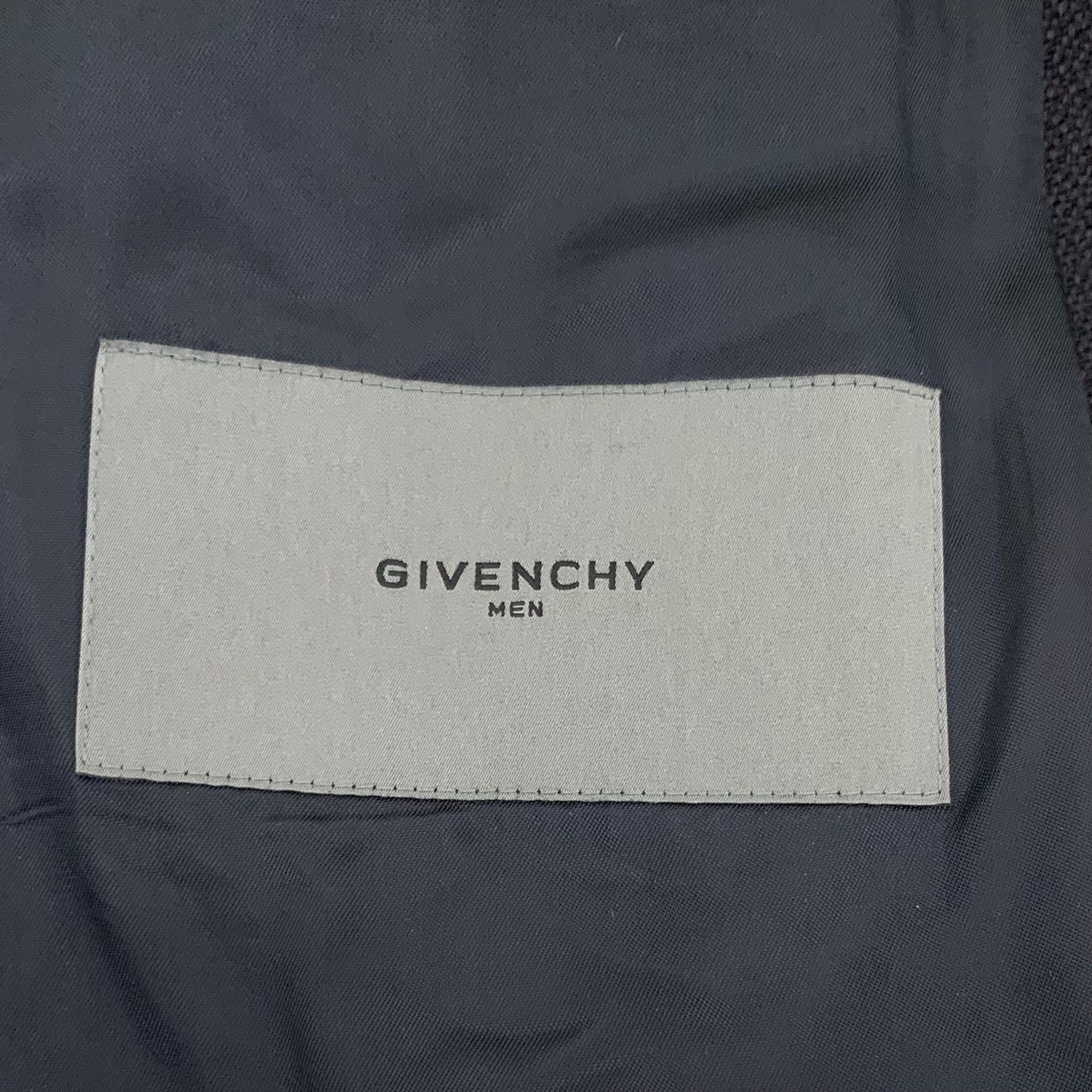 Givenchy Givenchy Black Stand Collar Wool Single-Breasted Coat (Size Size 46L - 2 Thumbnail