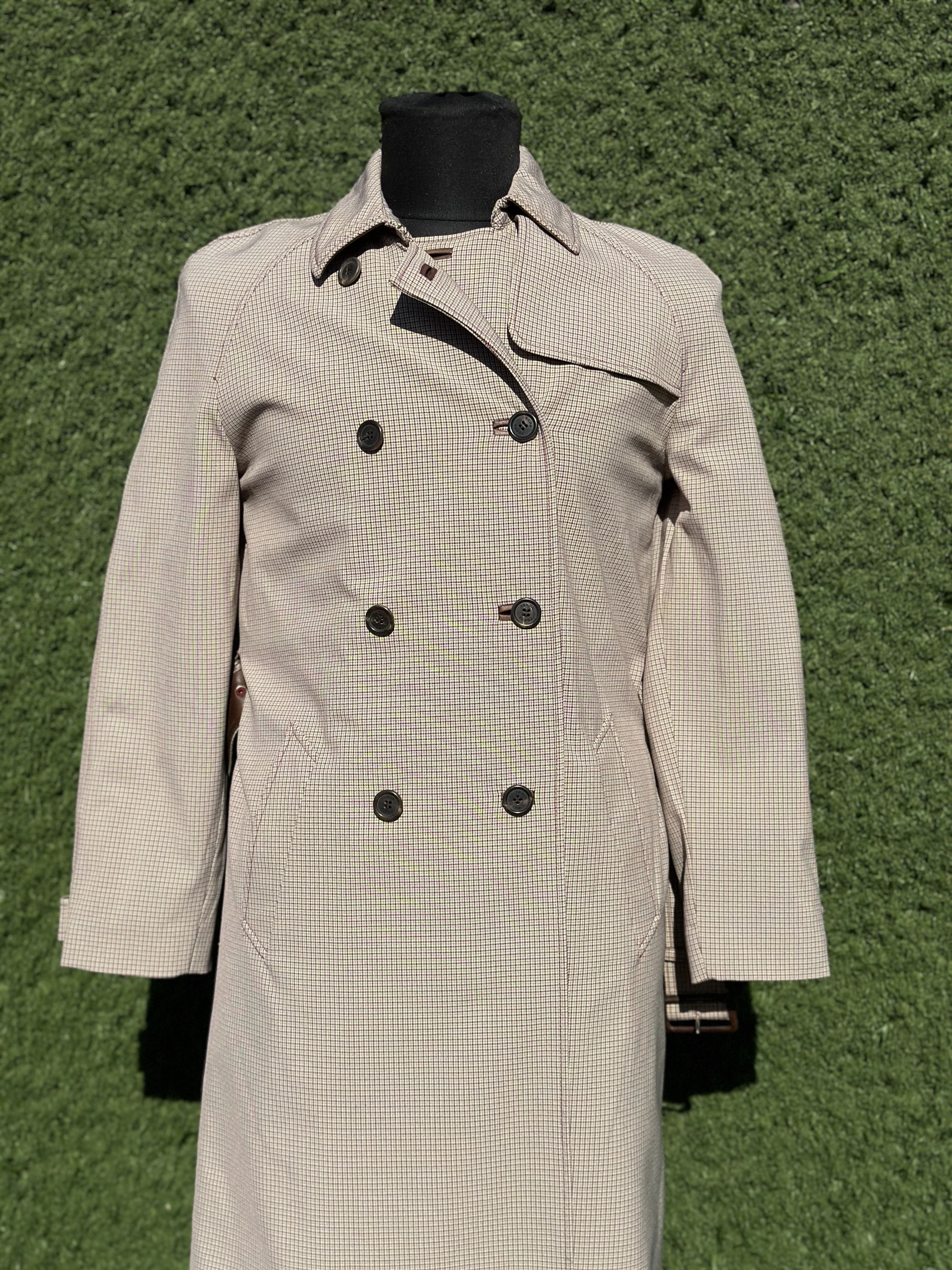 Prada Prada Check Stretch Trench Coat Leather Detail Italy Size 40 Size S / US 4 / IT 40 - 6 Thumbnail
