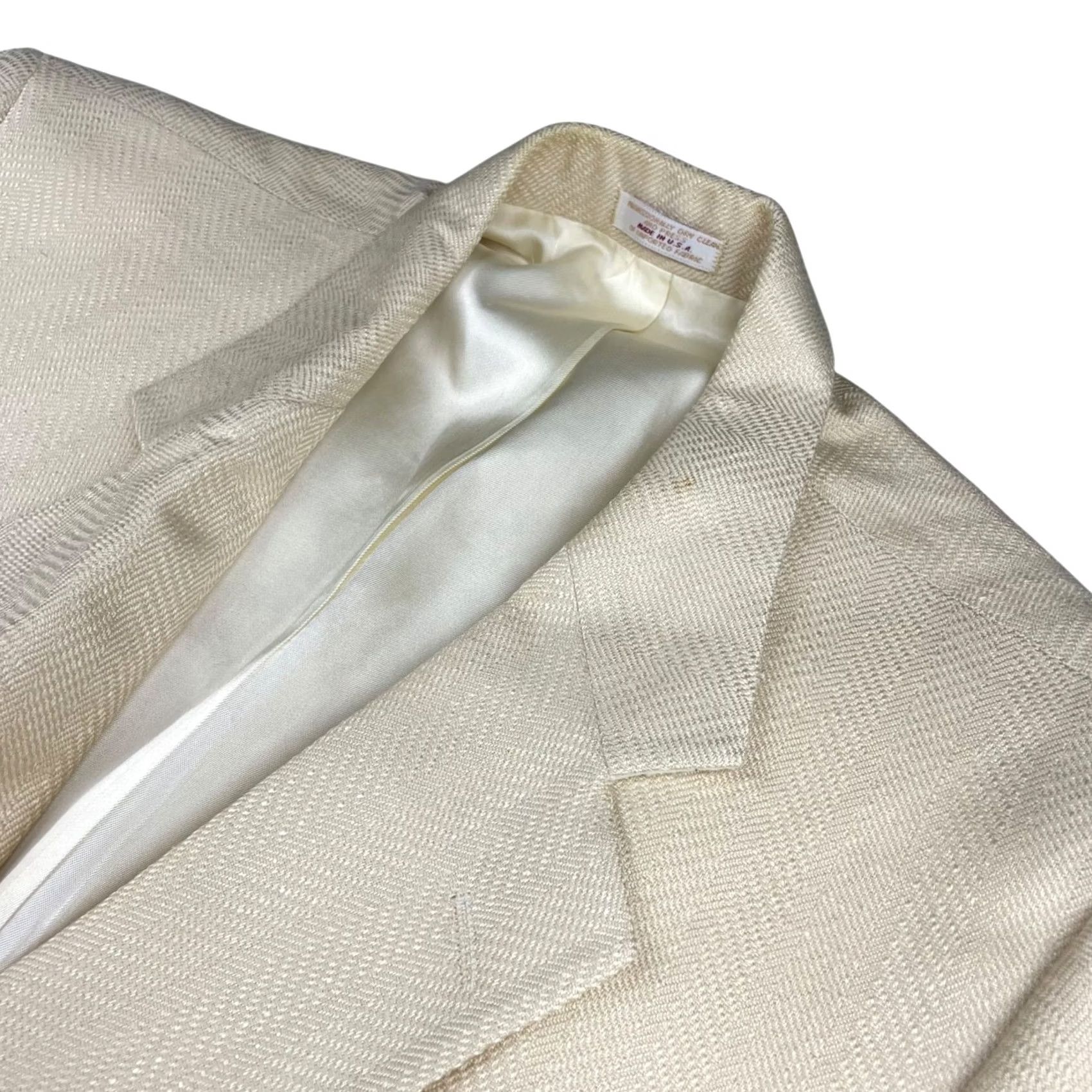 Vintage VTG Andover Reed Blazer Jacket Men’s 100% Wool 2-Button Ivory 44S USA Short Blazer Mens Size 44R - 2 Thumbnail