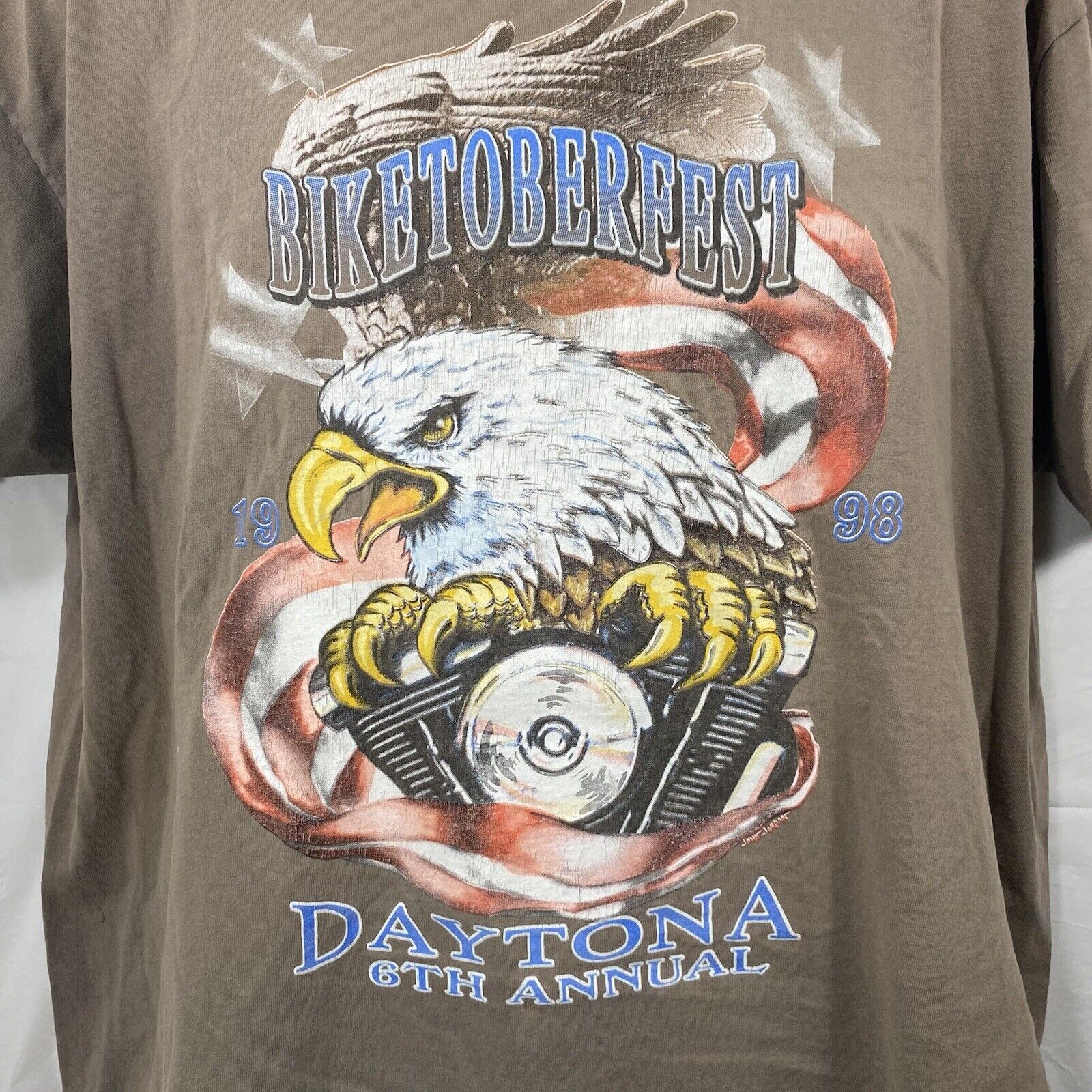 Vintage Vintage Biketoberfest 1998 Daytona Beach 6th Graphic T Shirt Size US XL / EU 56 / 4 - 4 Thumbnail