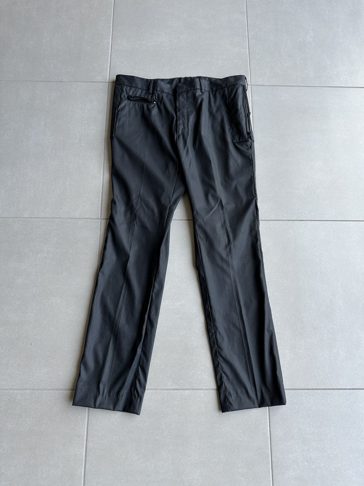 Dior × Hedi Slimane Dior Homme SS04 “strip” shiny wool trousers