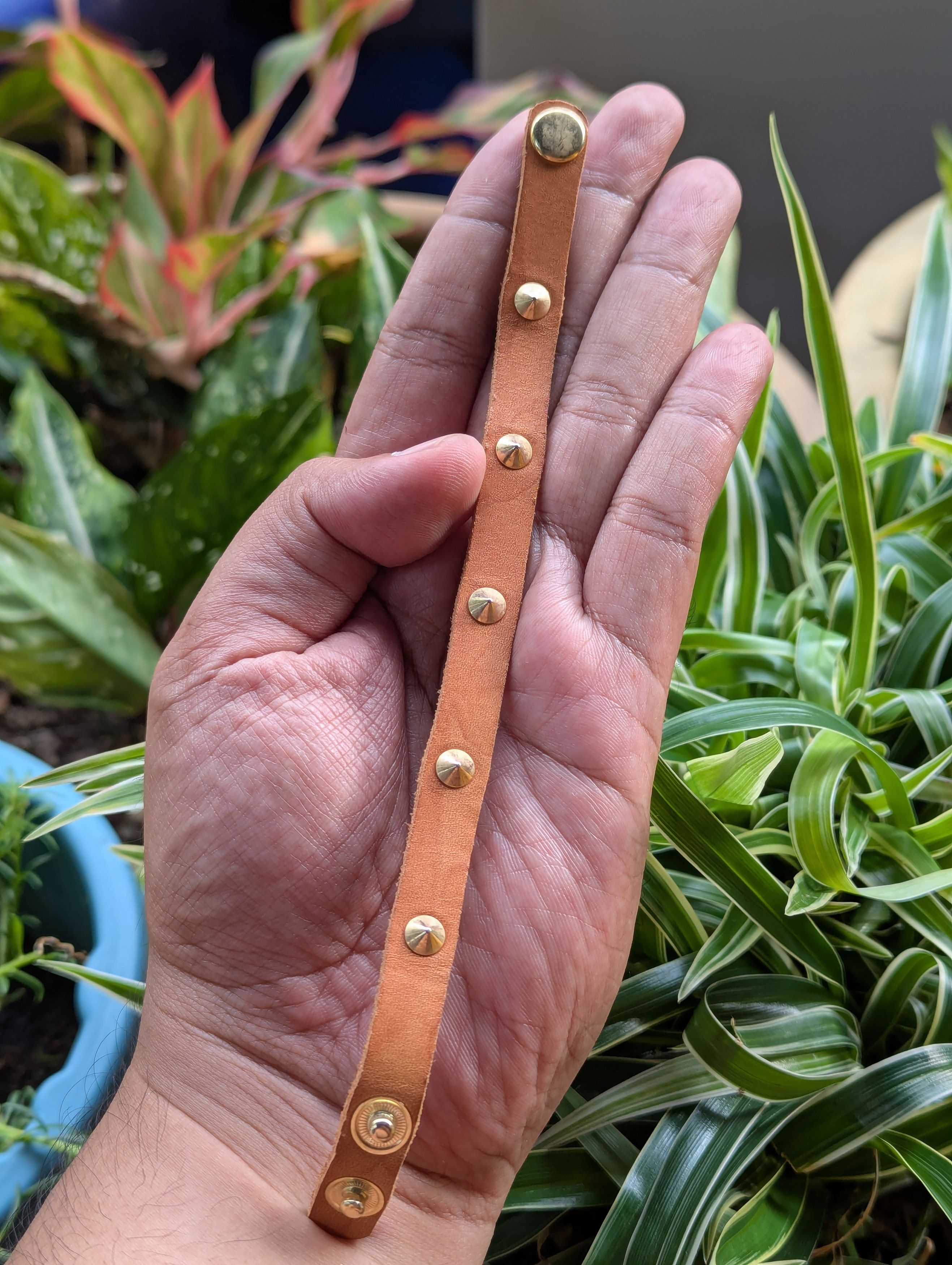 Leather Brown Leather Bracelet with Studs Size ONE SIZE - 6 Thumbnail