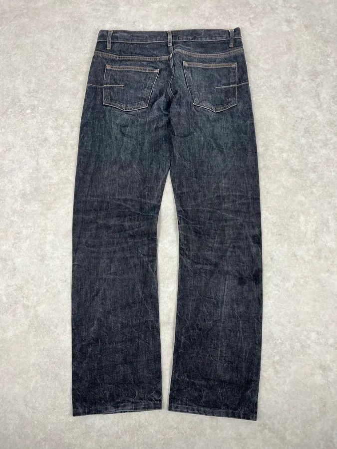 Dior 2000s Dior Navy Faded Straight Denim Jeans Size US 33 - 2 Thumbnail