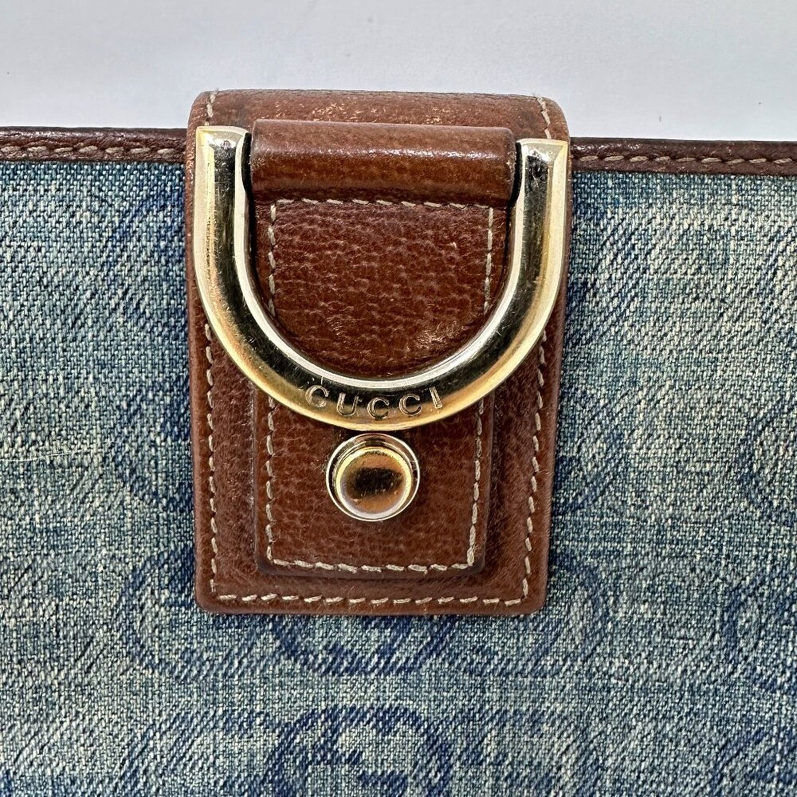 Gucci Gucci Denim GG Monogram Canvas and D-Ring Leather Wallet Size ONE SIZE - 2 Thumbnail