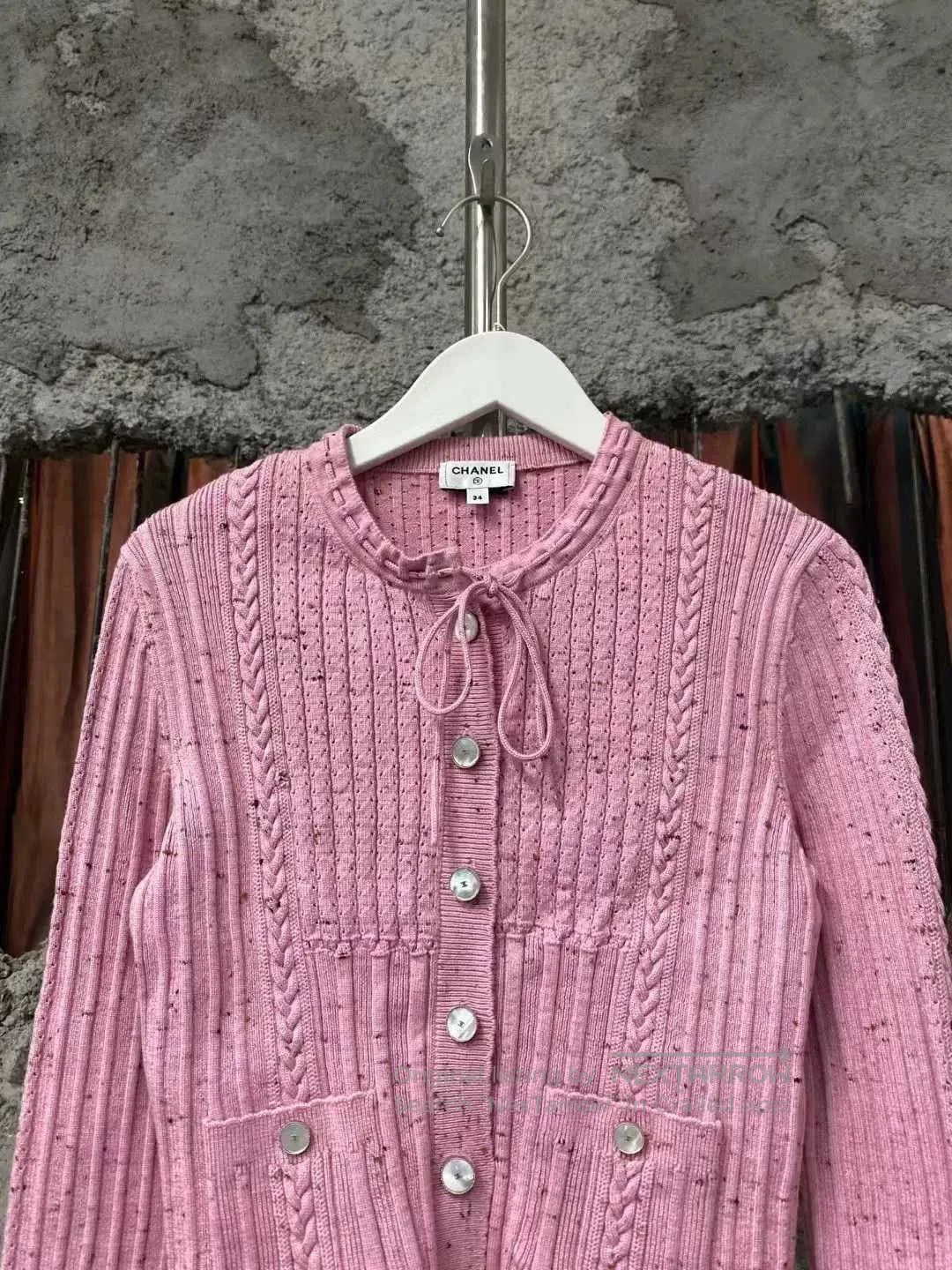 Chanel Chanel Pink Knit Cardigan with Ties. Size XS / US 0-2 / IT 36-38 - 3 Thumbnail