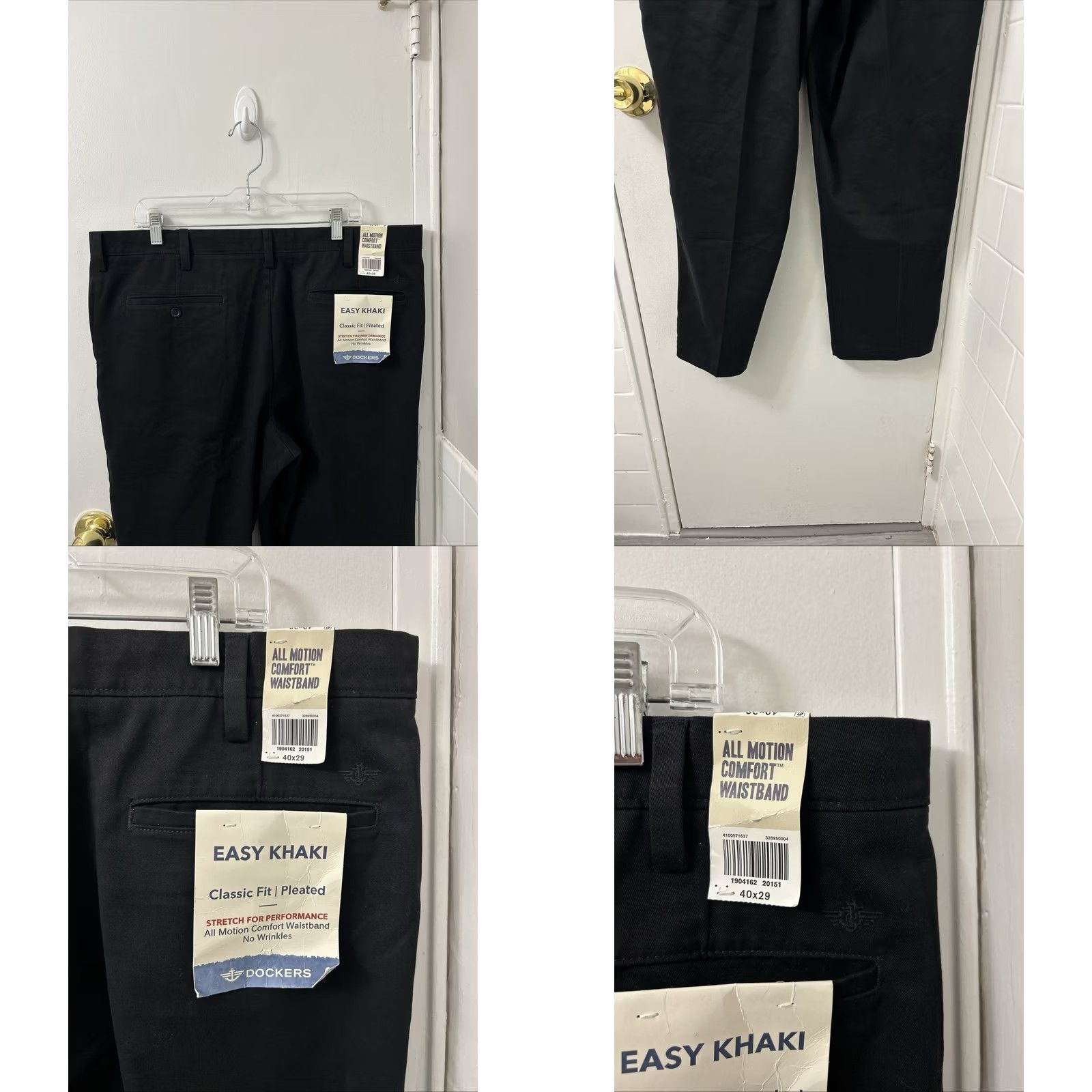 Dockers Dockers Easy Khaki Pants Mens 40x29 Black Classic Pleated Stretch Performance Workwear Casual Business Classic Fit Crew/Wallet? Size US 40 / EU 56 - 8 Thumbnail