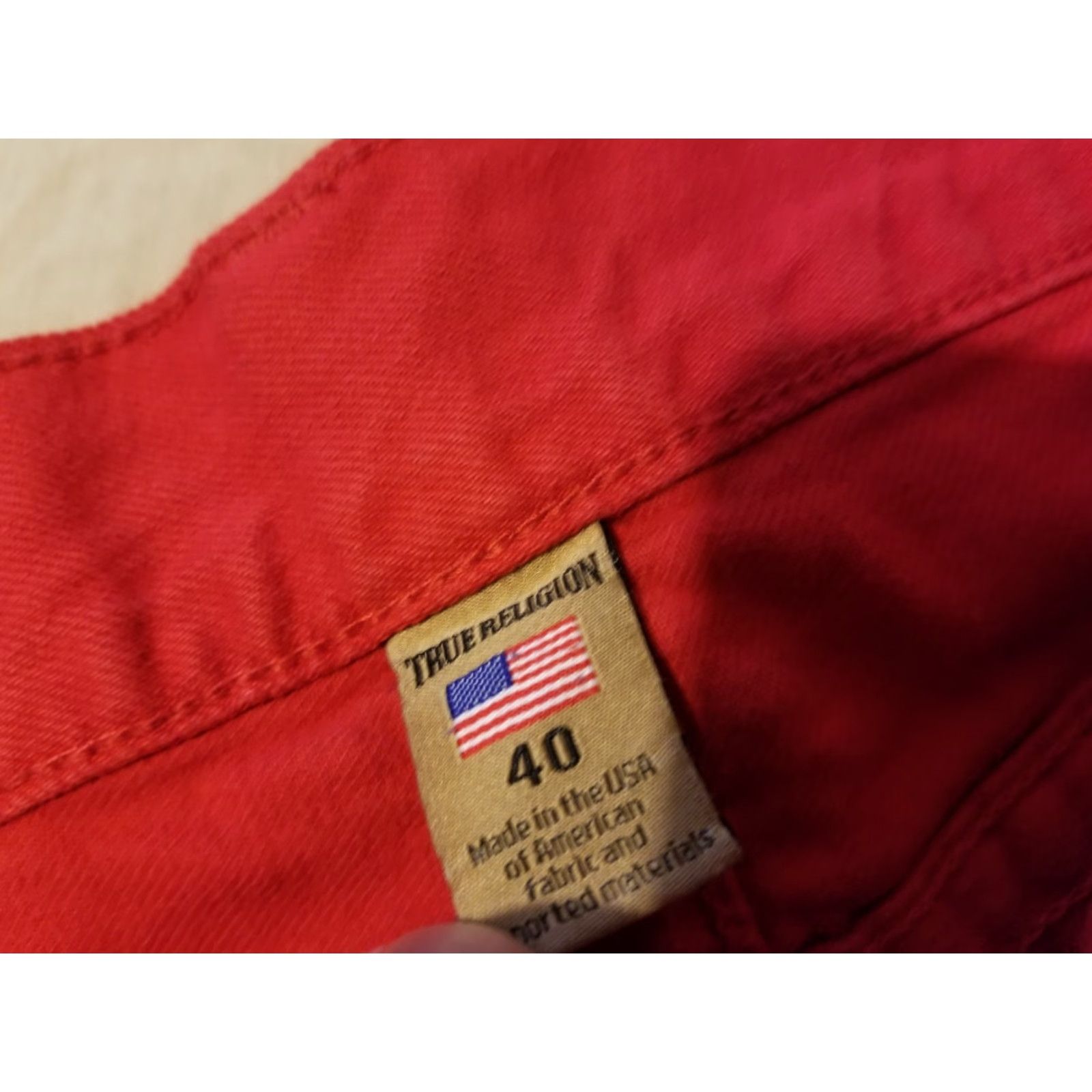 True Religion Mens True Religion Jeans 40x34 42x34 Red Relaxed Straight Denim Pants Size US 40 / EU 56 - 6 Thumbnail