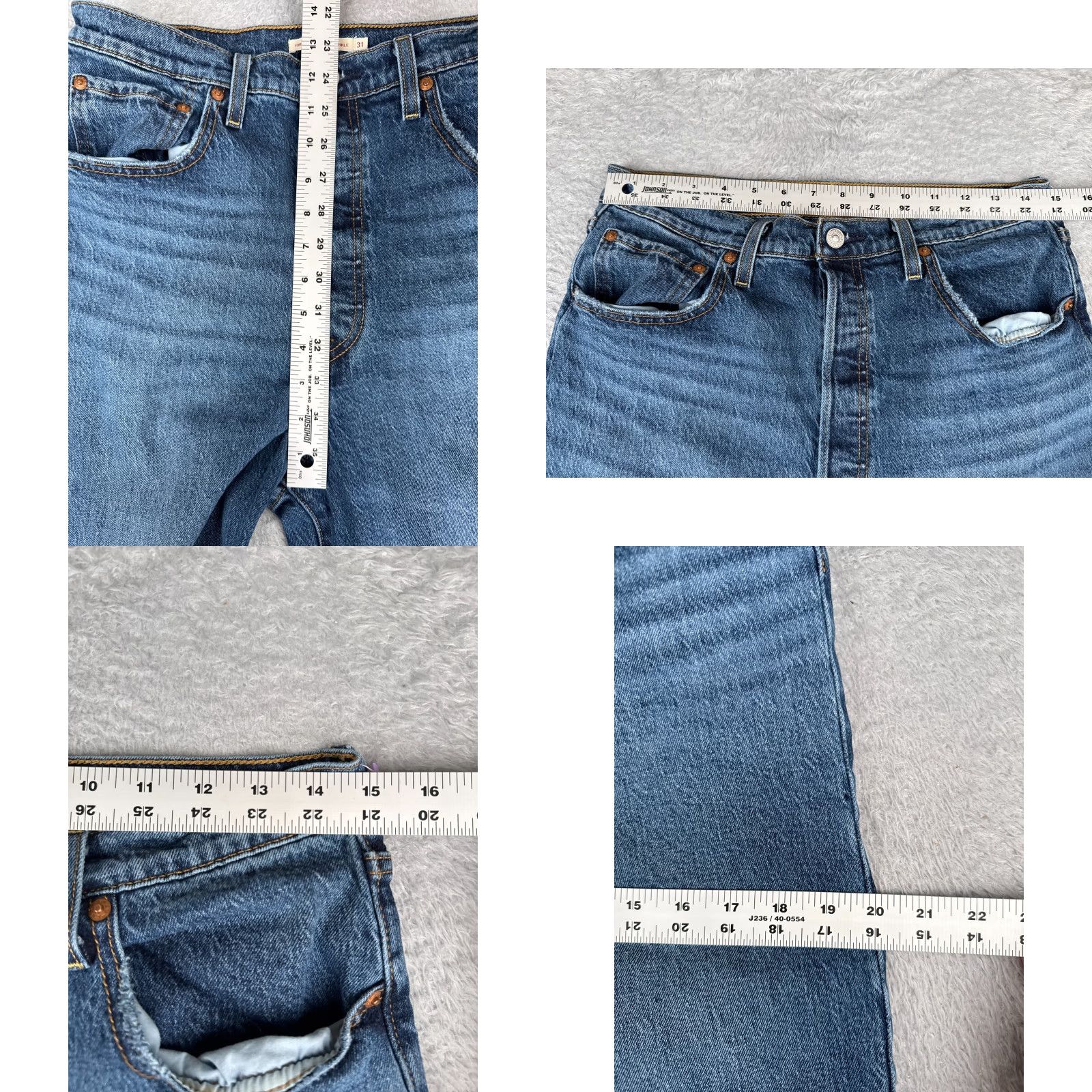 Levi's Levis Jeans Women Blue Distressed Premium Straight 31 24" Inseam 30x24 Vintage No 5-Pocket Design Button Zipper Denim Cotton Blend Shirt? Size 24" / US 00 / IT 34 - 9 Thumbnail