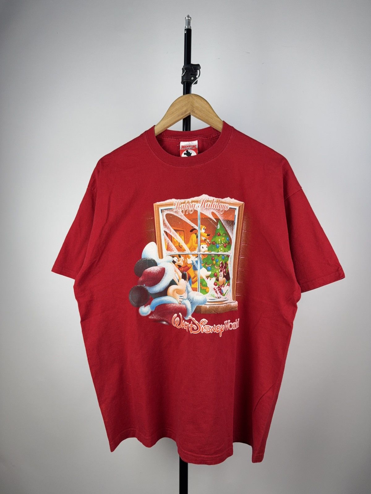 Disney × Vintage Vintage 90's Disney Mickey Mouse Happy Holidays T Shirt Size US L / EU 52-54 / 3 - 1 Thumbnail