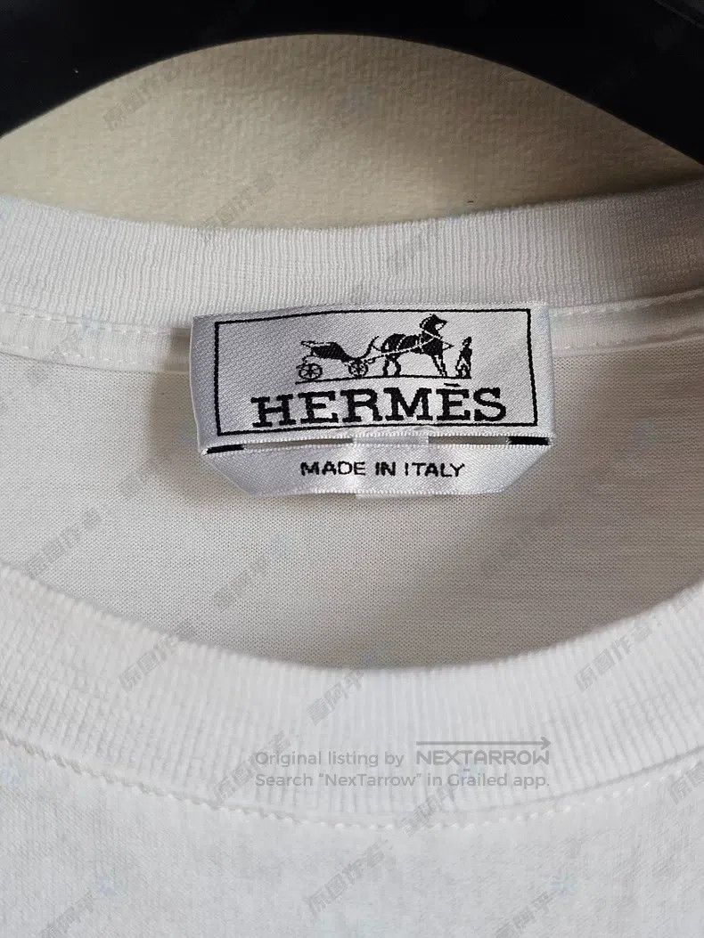 Hermes Hermes Men's short-sleeved T-shirt, white, silk patch, che Size US M / EU 48-50 / 2 - 3 Thumbnail
