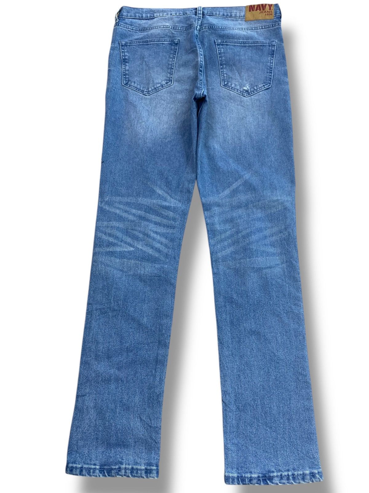 Japanese Brand Blue Faded Wash Style Straight Cut Jeans