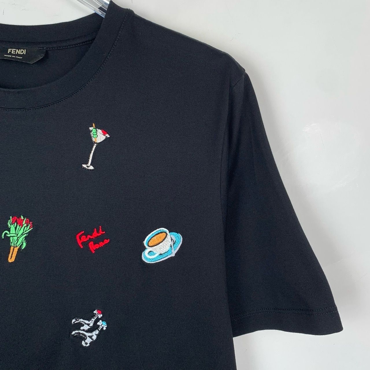 Fendi [Fendi] Embroidered Round-Neck Black Cotton Short-Sleeve T-S Size S / US 4 / IT 40 - 5 Thumbnail