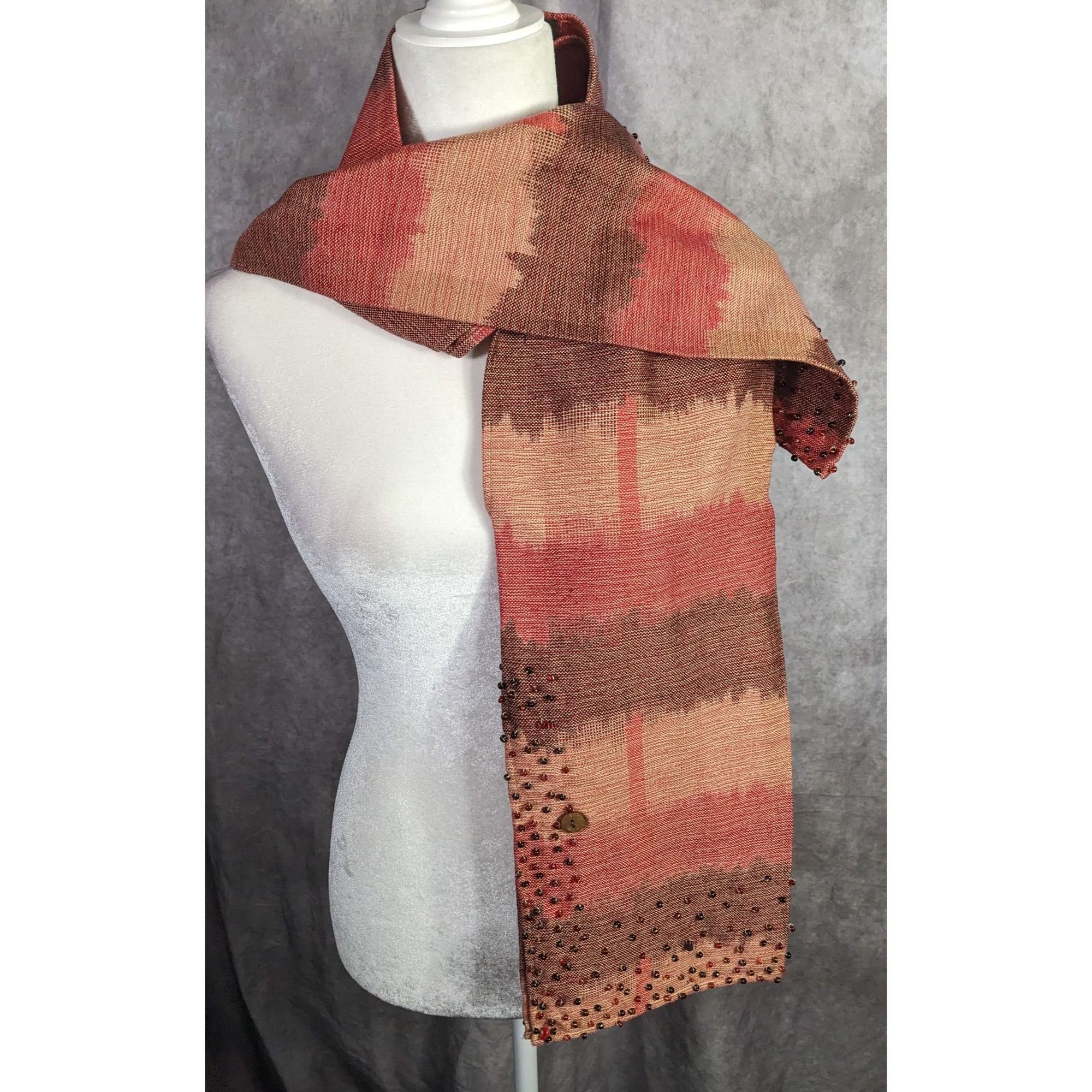 Other Nardas Handmade Ikat Scarf With Glass & Coconut Accents 100% Size ONE SIZE - 10 Thumbnail
