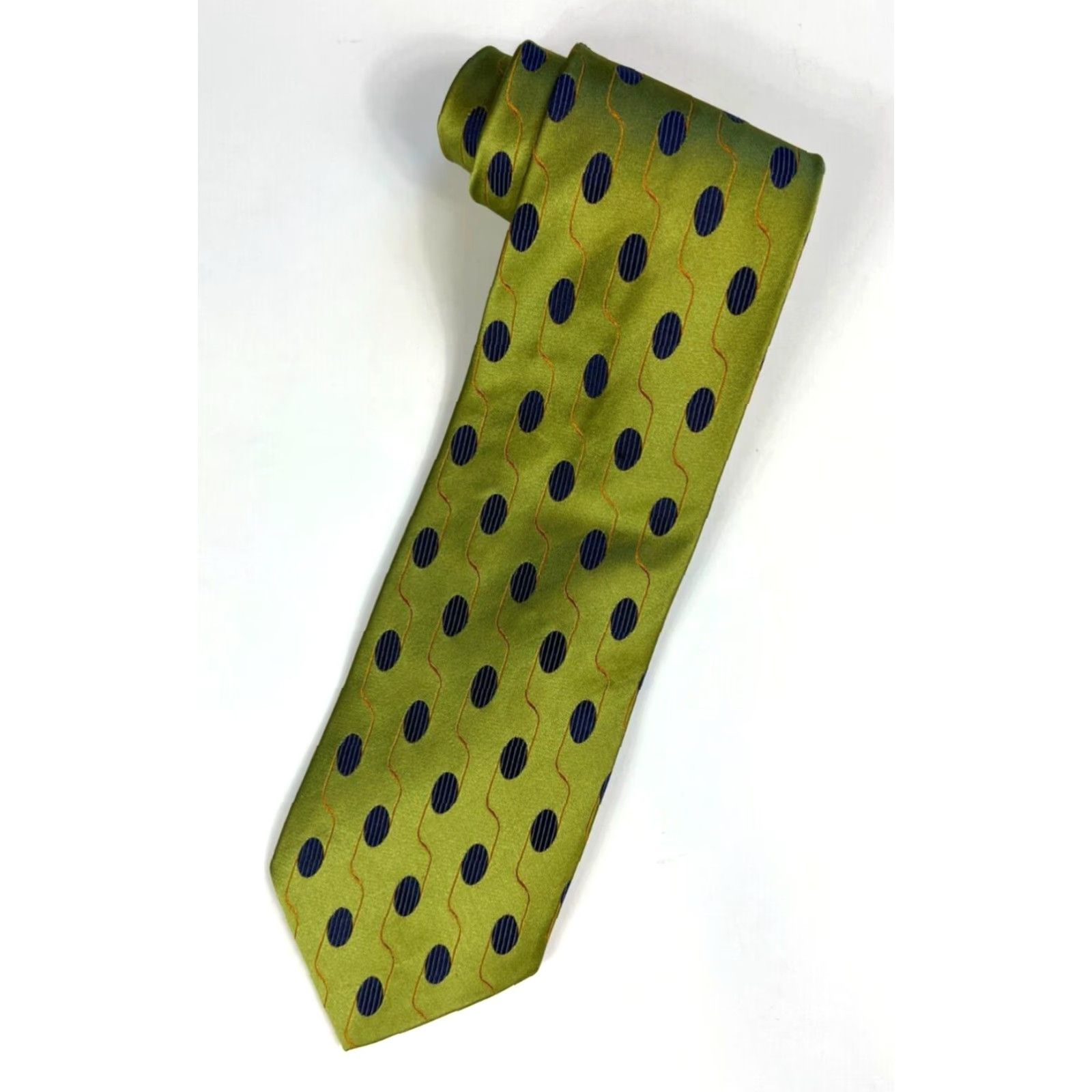 Ermenegildo Zegna Ermenegildo Zegna Men's Silk Tie Geometric Green Made in Italy - Tie - 57.75" x 3.75" - 100% Silk - Classic Length - Italy - Designer Mens Accessories Size ONE SIZE - 2 Thumbnail