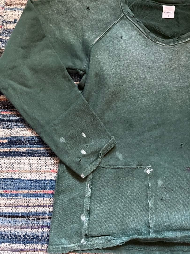 Kapital KAPITAL Dark Green Distressed Sweatshirt 3 Size US L / EU 52-54 / 3 - 6 Thumbnail
