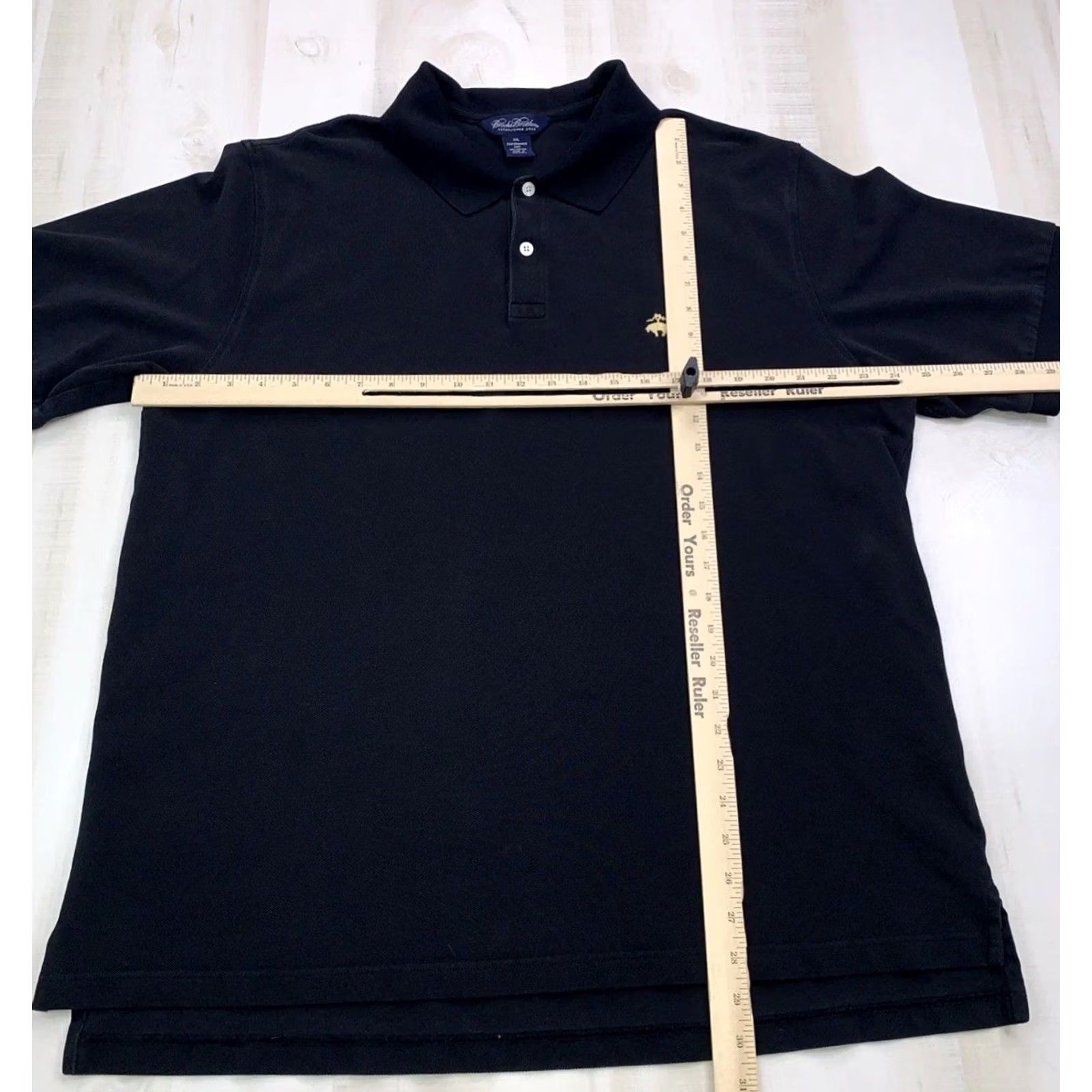 Brooks Brothers VINTAGE Brooks Brothers Performance Knit Cotton Black Polo 2XL Mens Logo Solid Short Sleeve Polo Baseball/Preppy style Size US XXL / EU 58 / 5 - 5 Thumbnail
