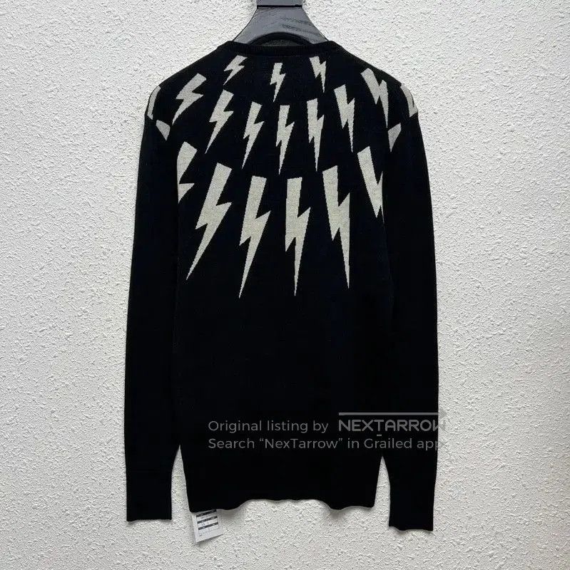 Neil Barrett NeIL BarreTT Black Cotton Lightning Pattern Sweater . Size S / US 4 / IT 40 - 2 Thumbnail