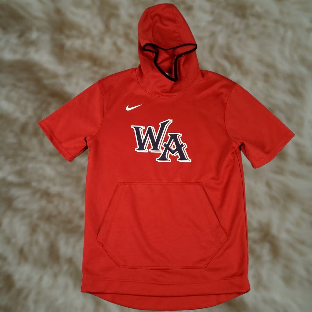 Nike Nike Hoodie Mens Small Red Pullover Sweatshirt Short Sleeve Mock Neck Logo Cotton Blend Sweatshirt Short Sleeve Vintage No Size US S / EU 44-46 / 1 - 1 Thumbnail
