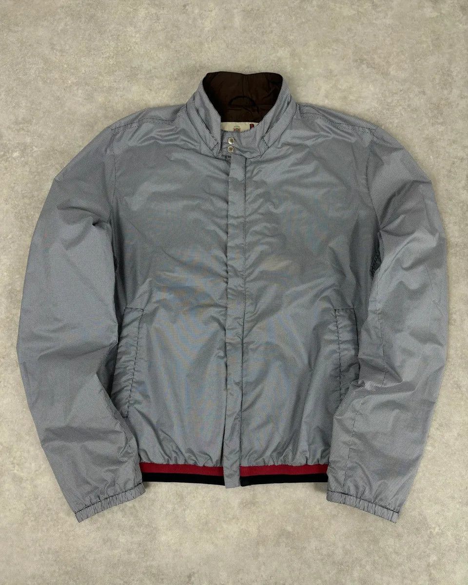 Gucci AW2009 Gucci Blue Nylon Checkered Striped Ribbing Bomber Jacket Size US M / EU 48-50 / 2 - 1 Thumbnail