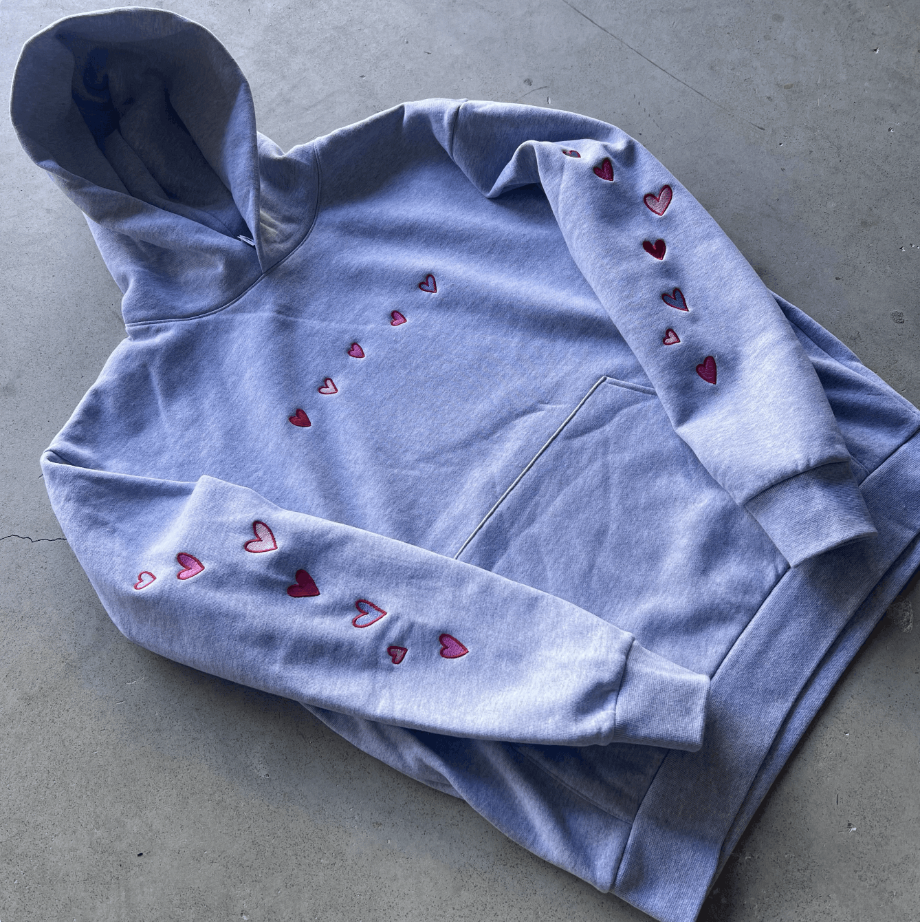 Prolific Love Hearts Valentines Hoodie All over Embroidered Size US L / EU 52-54 / 3 - 3 Thumbnail
