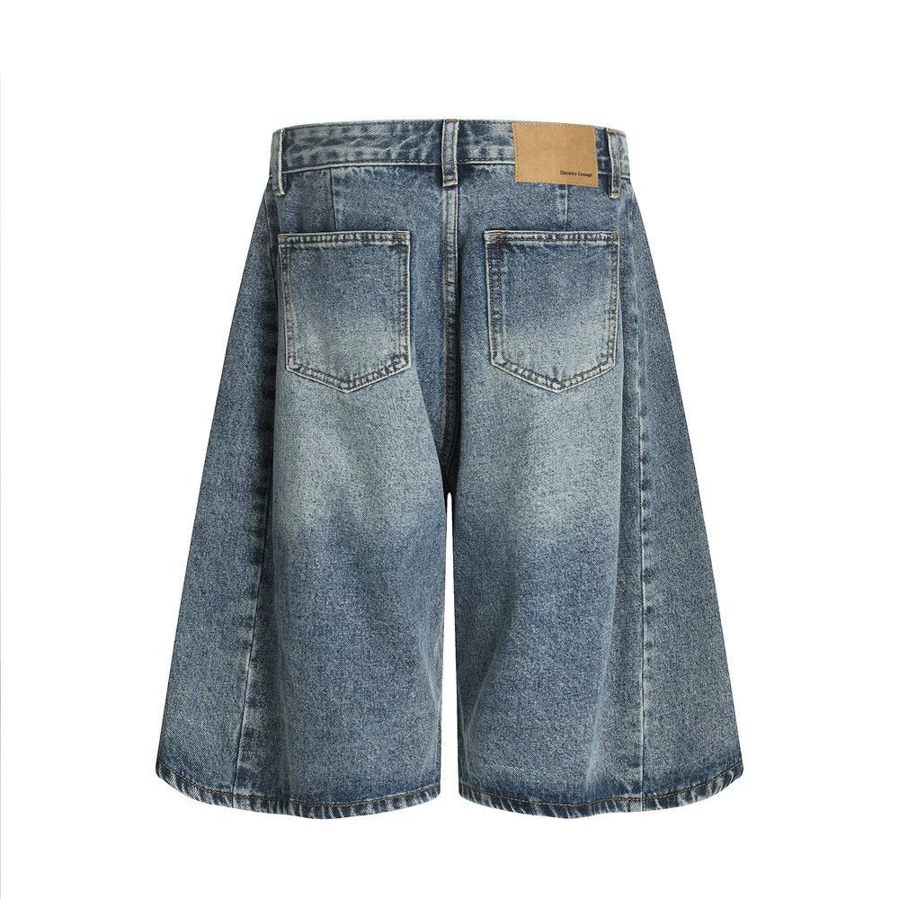 Japanese Brand × Vintage Retro washed men's wide-leg distressed punk denim shorts Size US 32 / EU 48 - 2 Thumbnail