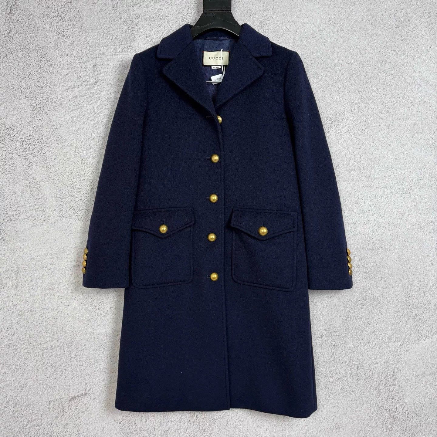 Gucci GUCCI Double G Embellished Blue Wool Coat Size 38 Size XS / US 0-2 / IT 36-38 - 1 Thumbnail