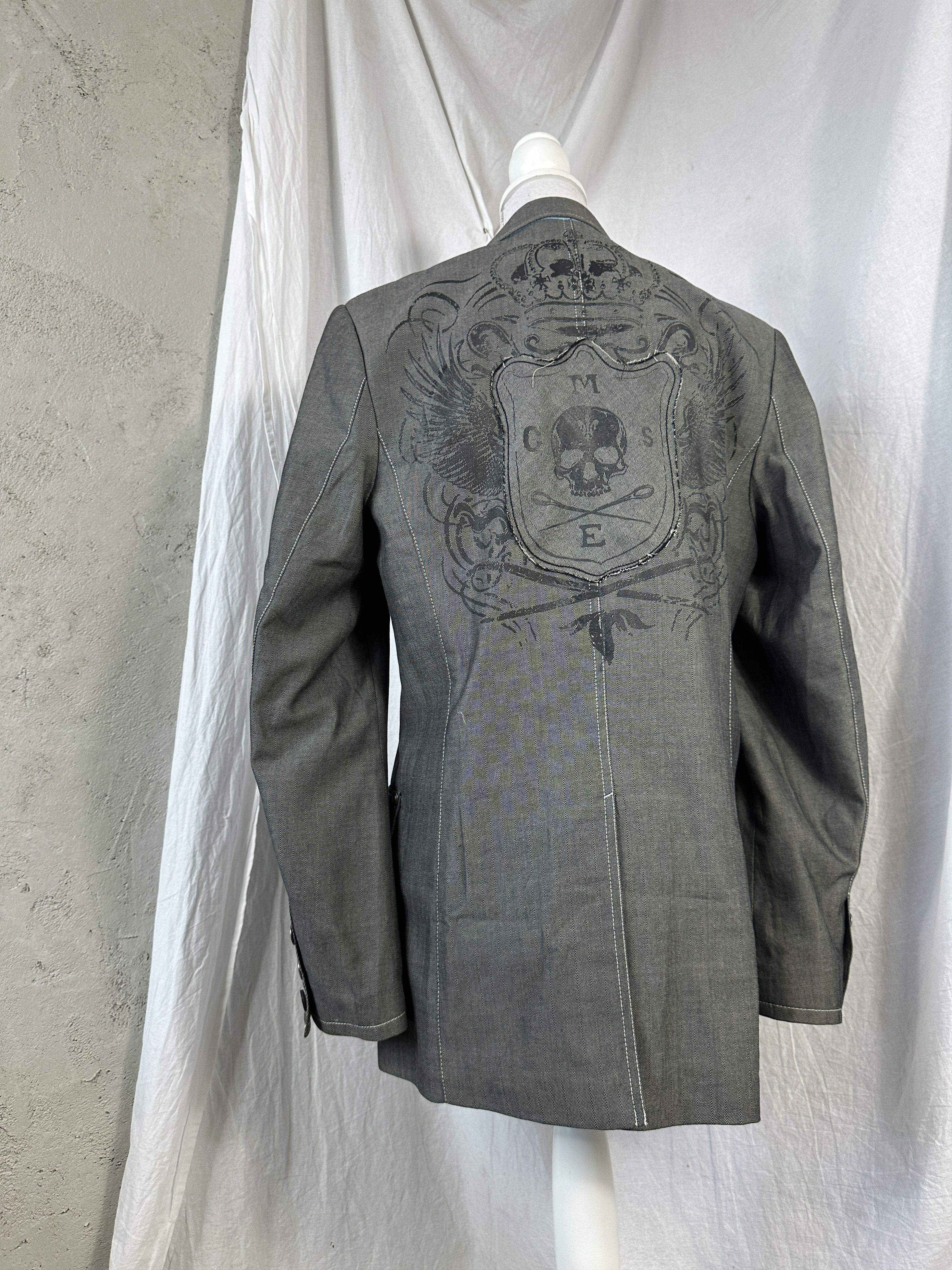 Marc Ecko × Vintage Vintage Opium Avant Garde Grunge 00s Esko Skull Suit Jacket Size US M / EU 48-50 / 2 - 1 Thumbnail