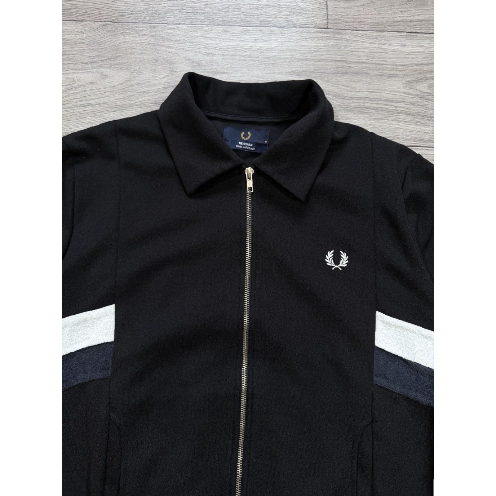 Fred Perry Fred Perry Reissues Towelling Stripe Track Jacket Black M Track Jacket Mens Regular Full Zip 9/10 Size US M / EU 48-50 / 2 - 6 Thumbnail