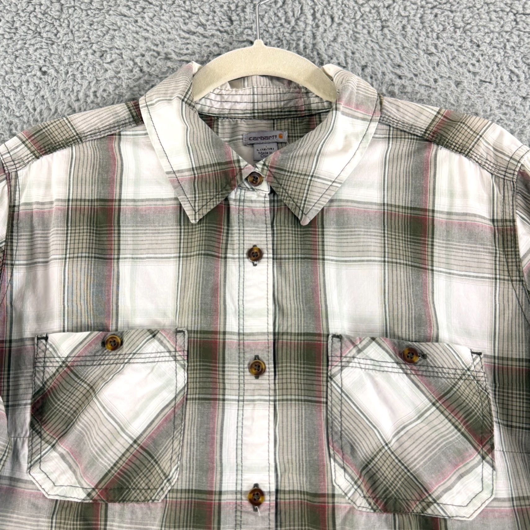 Carhartt Carhartt Huron Button-Up Shirt Womens Large Green Plaid Long Sleeve Collared Size L / US 10 / IT 46 - 2 Thumbnail